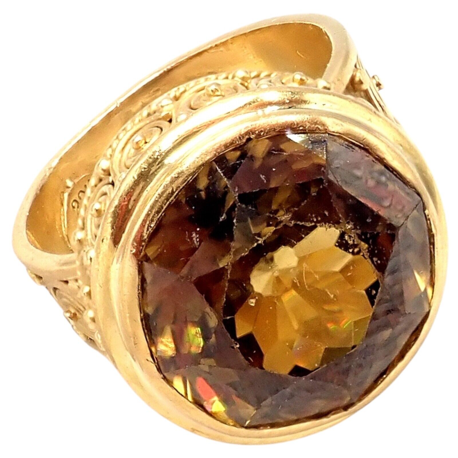 Vintage Carolyn Tyler 22k Yellow Gold Seven Seas Large Citrine Ring - Elegant Statement Jewelry for Women, Perfect for Weddings, Parties & Special Occasions
