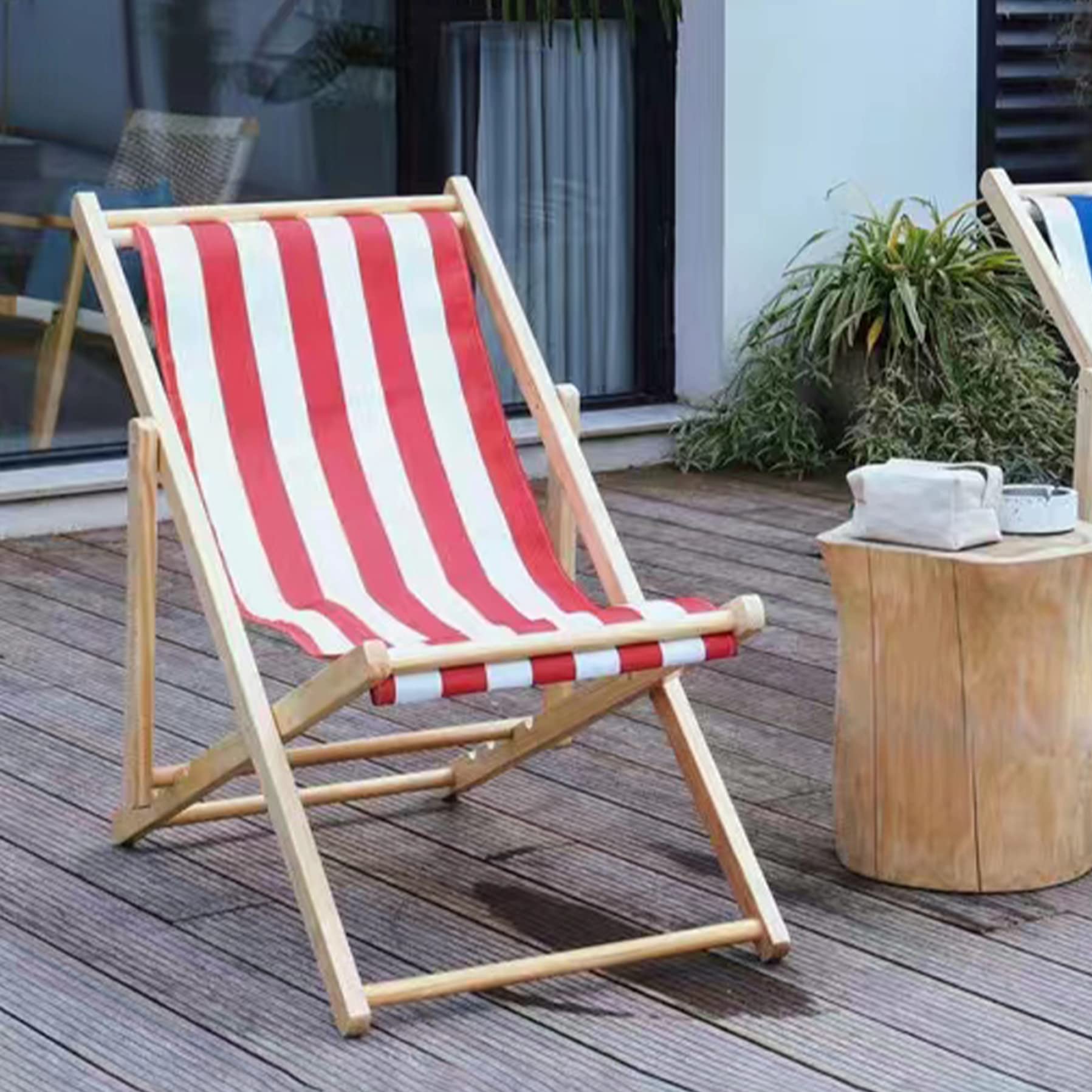Red & White Deck Chair Fabric Replacement 45