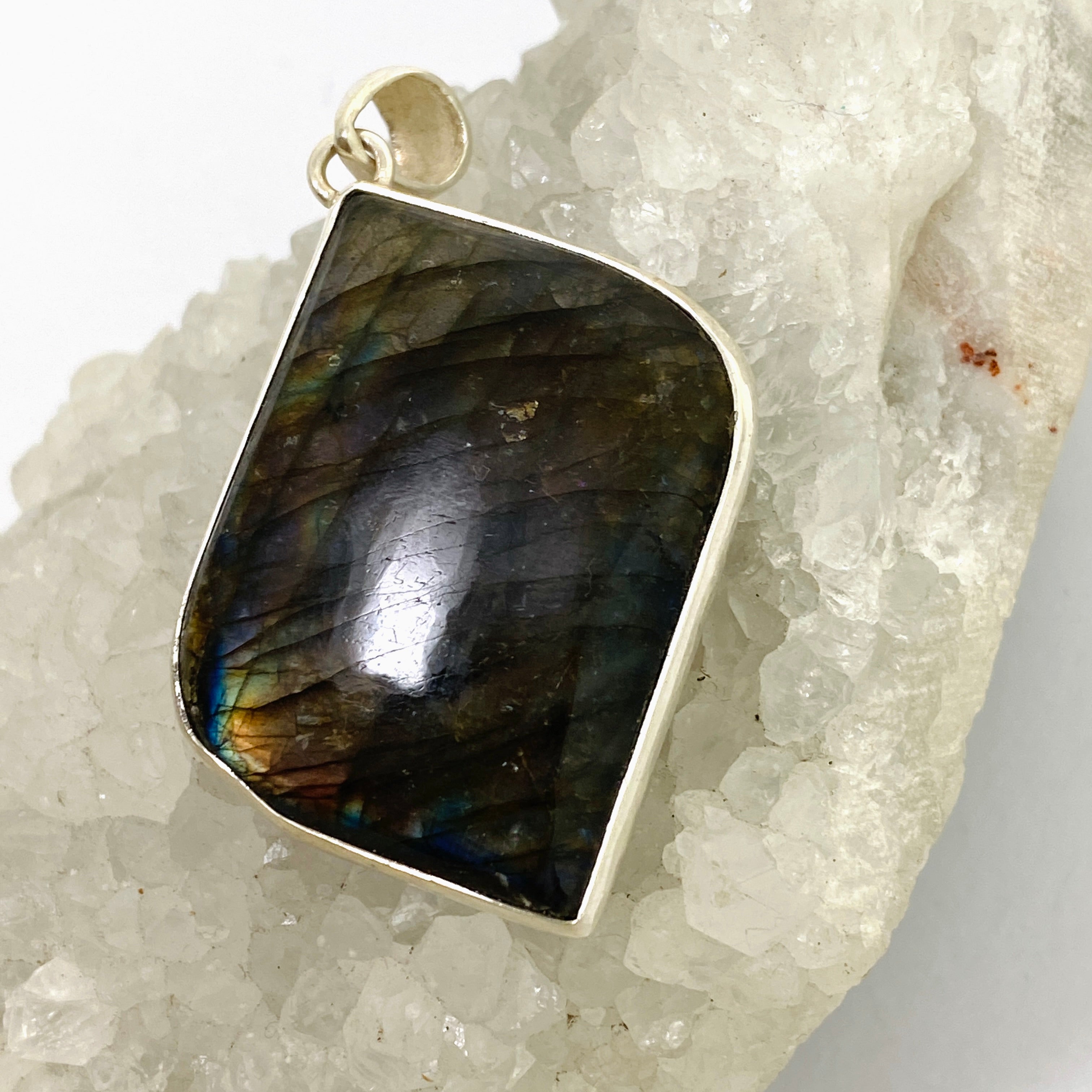 Natural Labradorite Freeform Cabochon Pendant Necklace - Unique Healing Crystal Jewelry for Women - Perfect for Meditation, Energy Work & Spiritual Gifts | KPGJ4872