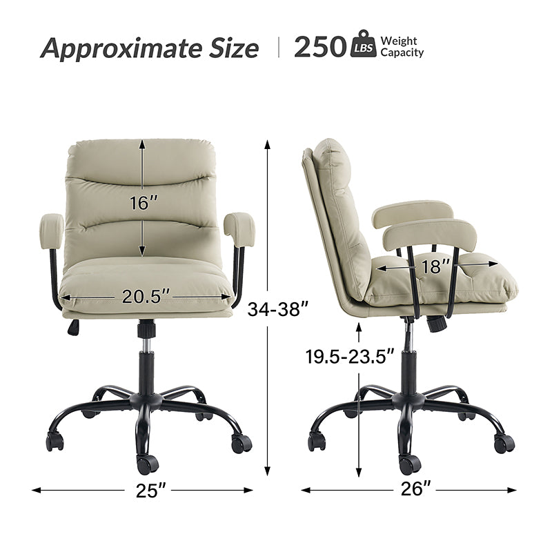 Anselm Modern Ergonomic Faux Leather Office Chair - Adjustable Swivel Desk Chair with Lumbar Support for Home & Office Workspace