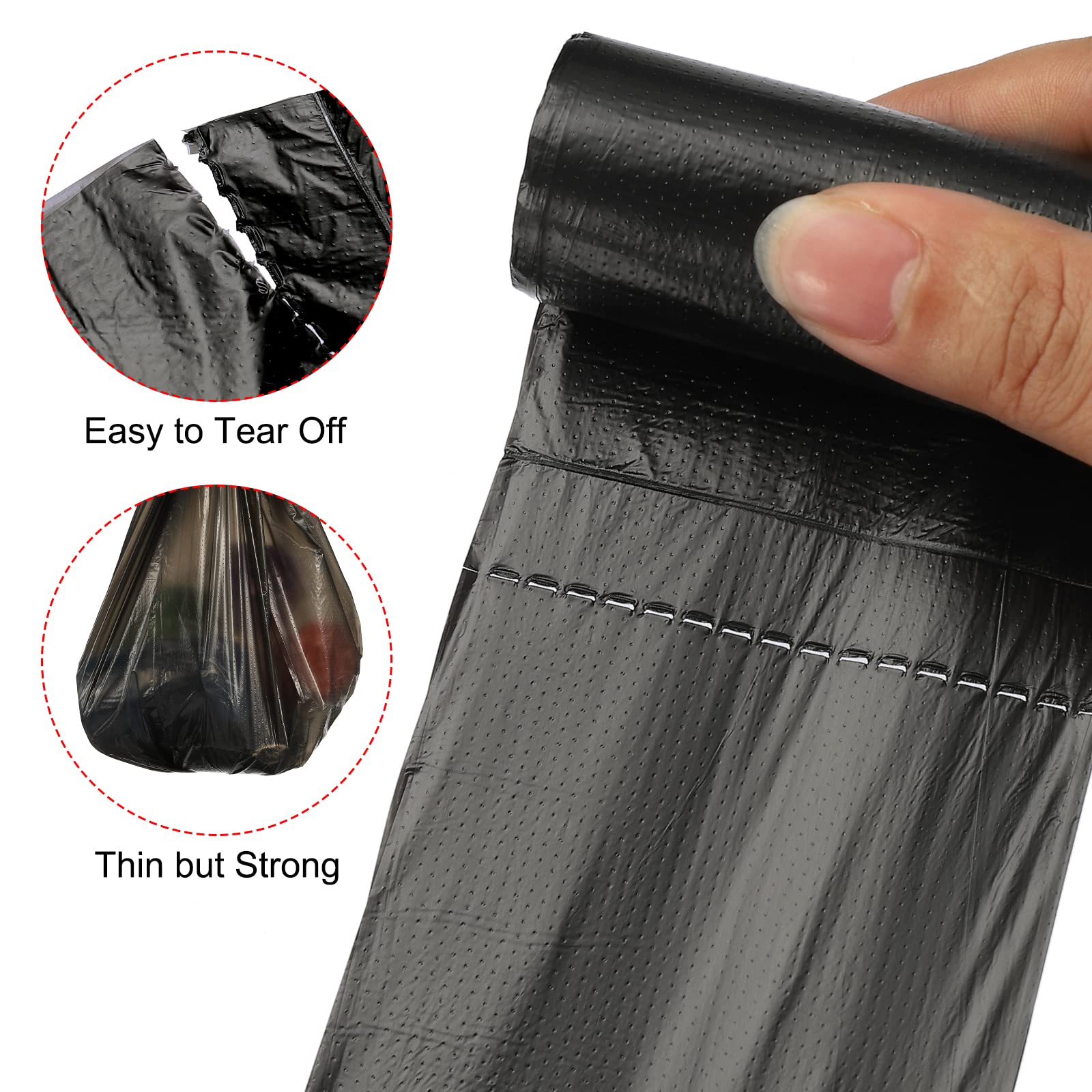 Meccanity 0.5 Gallon Small Trash Bags - 4 Rolls (120 Count) Mini Garbage Bags for Desktop Waste Bins, Office, Bathroom & Car - Black
