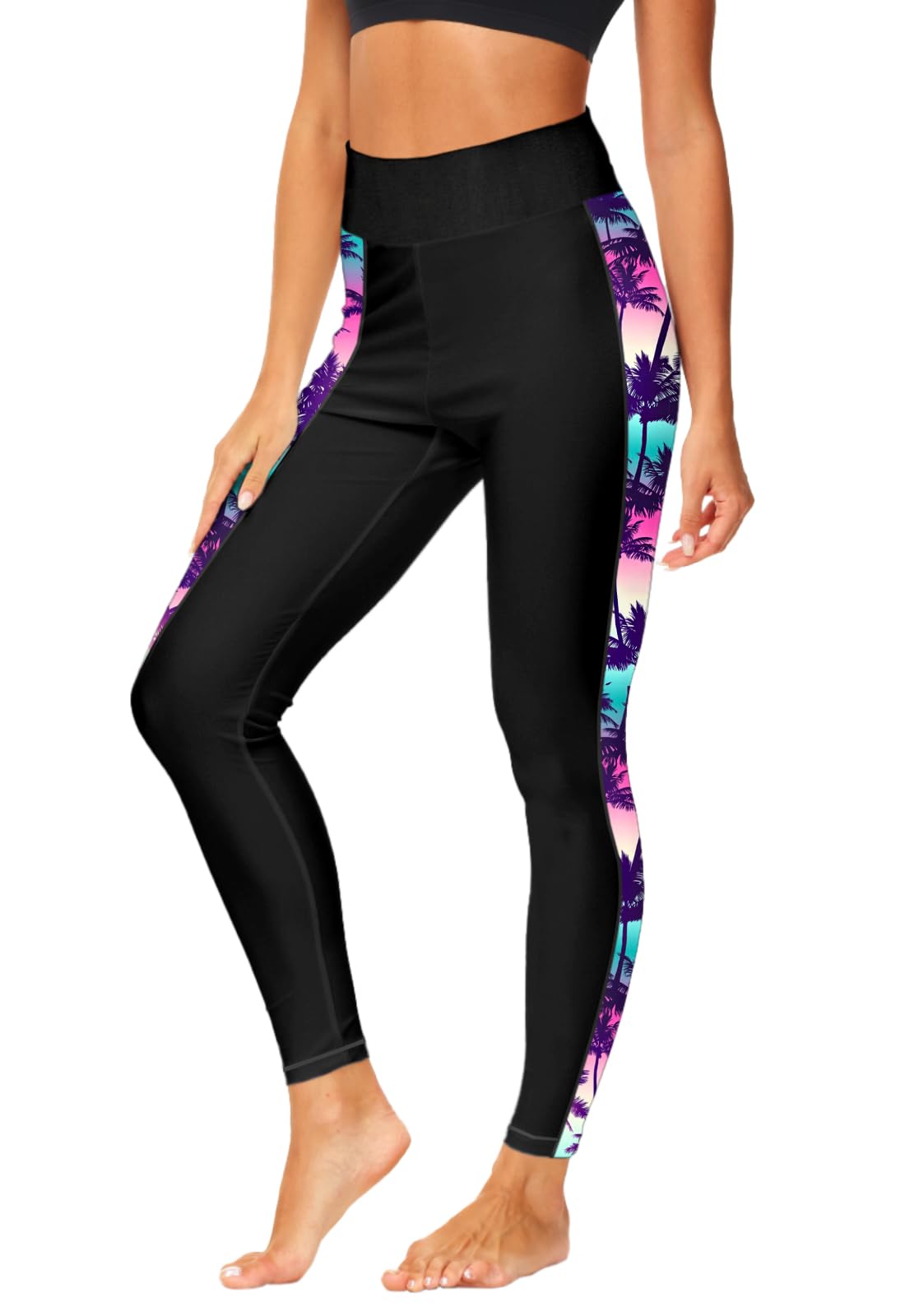 Deerose Women's High Waisted Swim Leggings - UPF 50+ Sun Protection, Quick Dry Rash Guard Swim Pants for Beach, Pool & Water Sports