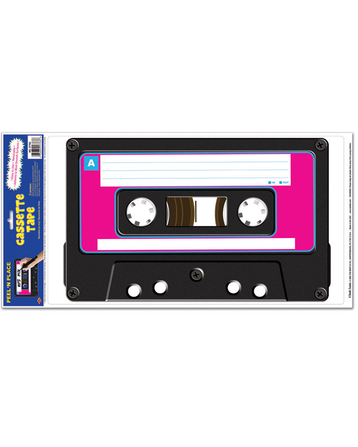 Vintage 80s Cassette Tape Peel and Stick Wall Decal - Retro Music Room Decor for Bedroom, Office & Studio