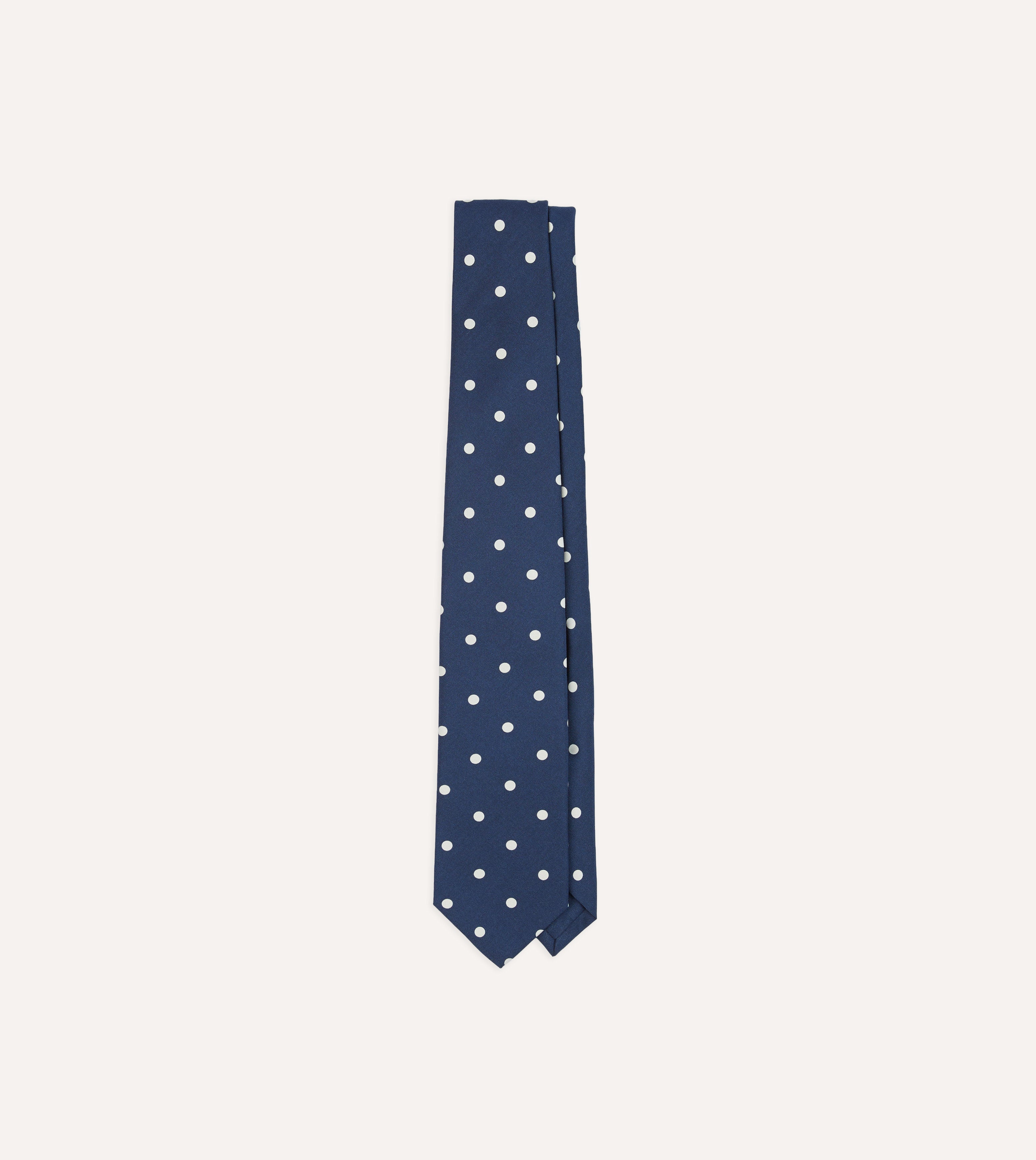 Navy Blue Polka Dot Silk Necktie - Classic Self-Tipped Men's Tie for Business, Weddings & Formal Occasions