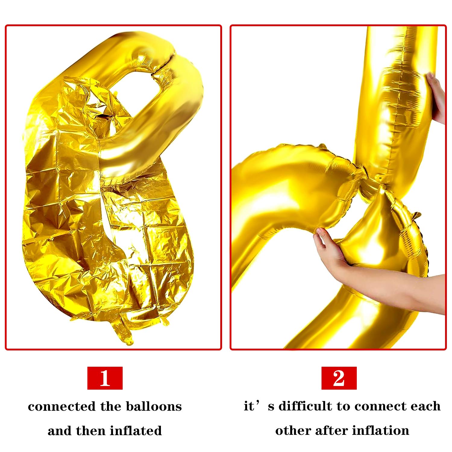 32 Pcs 16 Inch Gold Foil Chain Balloons - Jumbo 80s 90s Party Decorations, Giant Metallic Balloon Chains for Birthday, Graduation, New Year, Anniversary & Themed Party Decor