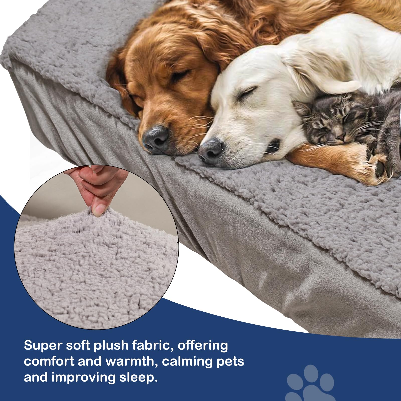 Washable Waterproof Quilted Dog Bed Cover Replacement - Ultra Soft Plush Pet Bed for Dogs & Cats - Fits 41