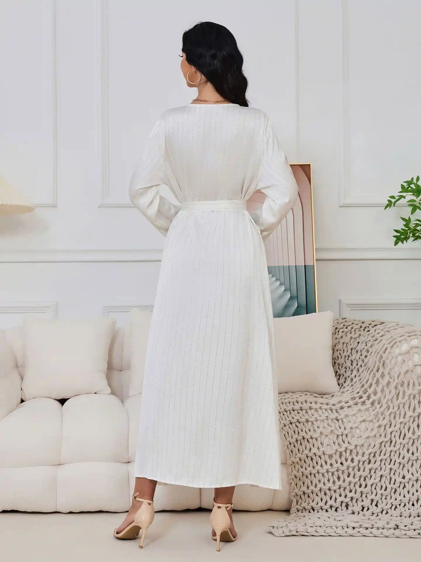 Elegant Hotfix Rhinestones Caftan Dress for Women - Eid Party, Wedding, Special Occasions - #25065 | Boho Chic, Plus Size, Long Flowy Maxi Dress