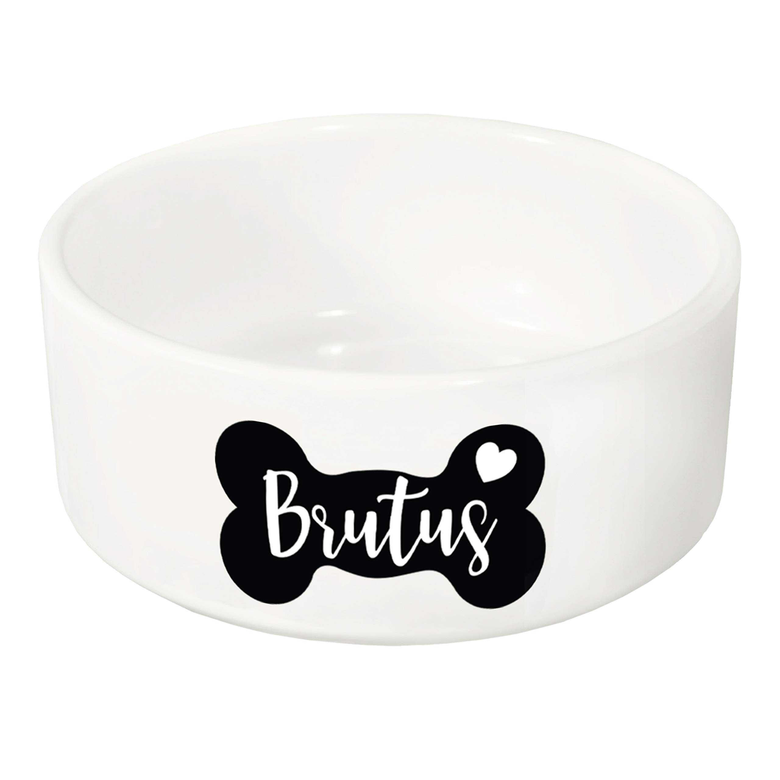 Custom Personalized Dog Bowl with Name - Ceramic Pet Food and Water Dish for Dogs & Cats - Small & Large Sizes - Heart & Bone Design - Ideal for Dry/Wet Food - Perfect Pet Owner Gift for Home, Travel & Outdoor Use