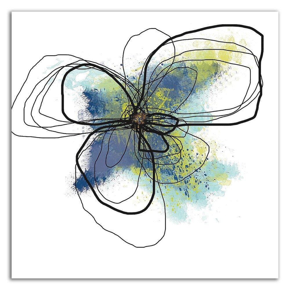Azure Petals II by Jan Weiss - Premium Canvas Wall Art Print - Ready to Hang - Modern Home & Office Decor - Perfect for Living Room, Bedroom or Gift