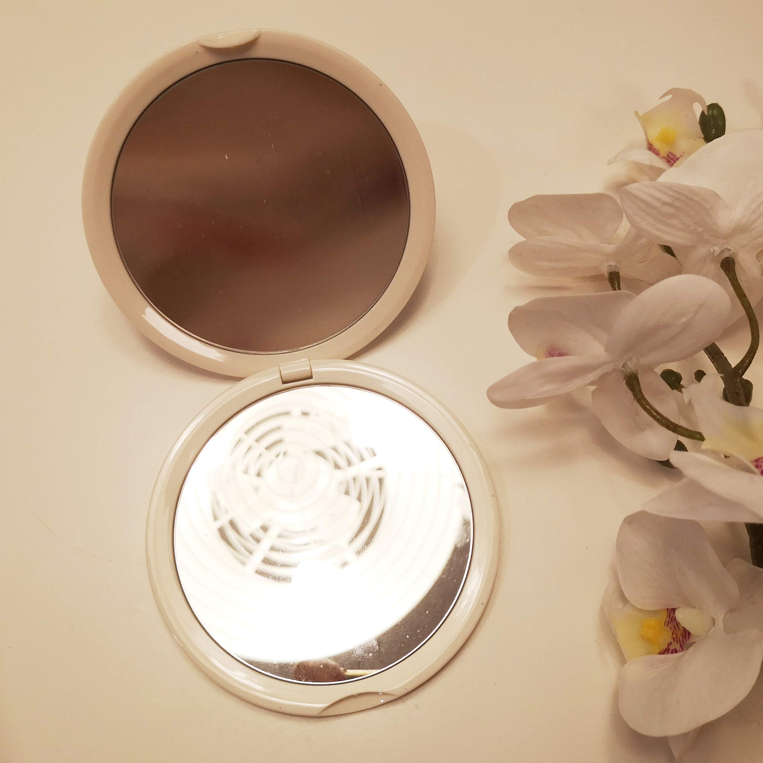 10x Magnification Makeup Mirror with Dual-Sided Design - Portable Compact Vanity Mirror for Travel, Home & Professional Makeup Application (White)