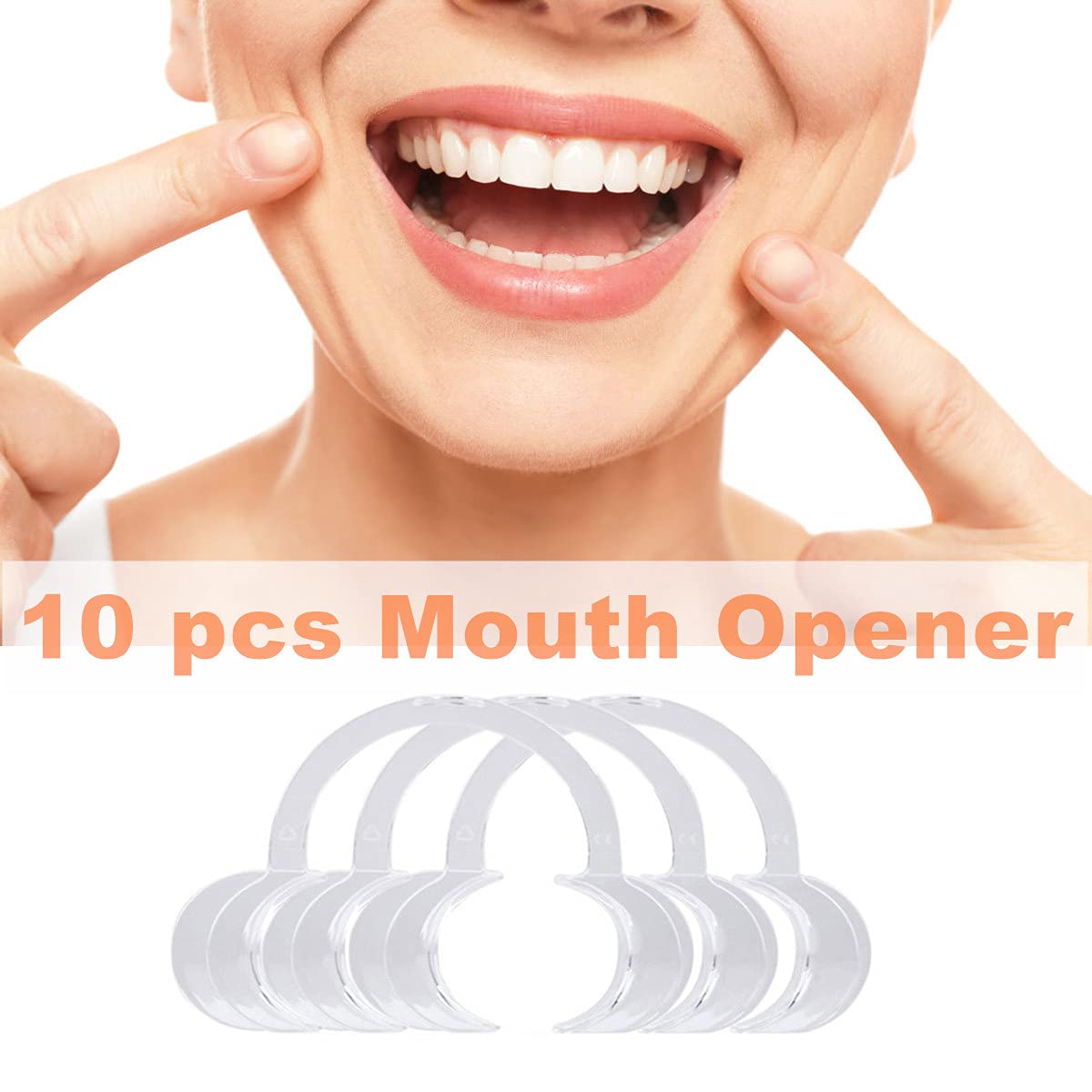 10-Pack Disposable C-Shape Cheek Retractors for Dental Teeth Whitening, Mouth Guards & Speak Out Games - Medium Size (White) - Perfect for Dentists, Teeth Whitening Kits & Party Games