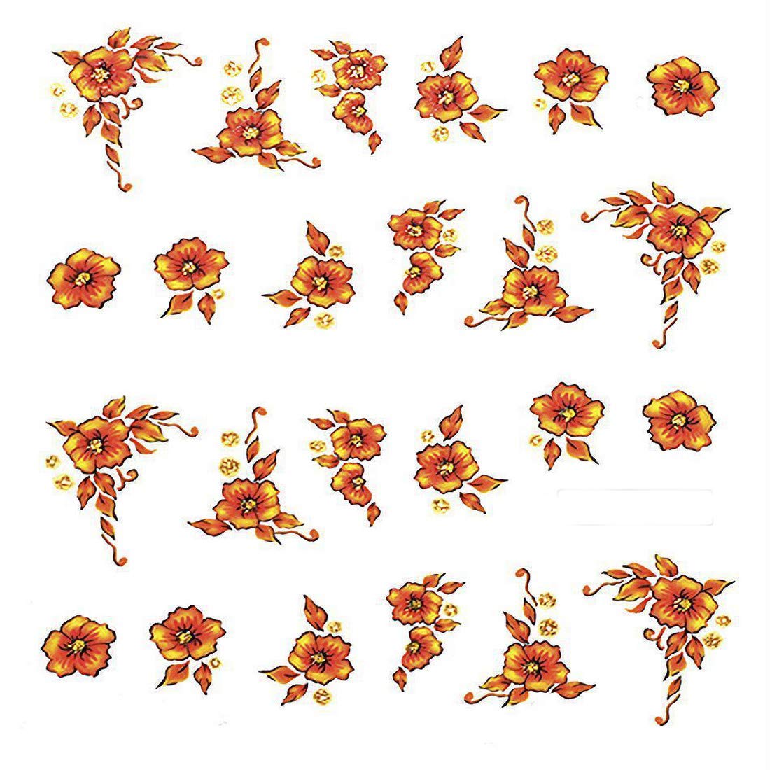 SENECIO Wooden Color Floral Love Nail Art Decals - Water Transfer Stickers for Manicure (6.2 x 5.2cm) - Perfect for DIY Nail Design, Home Salon & Gift Giving