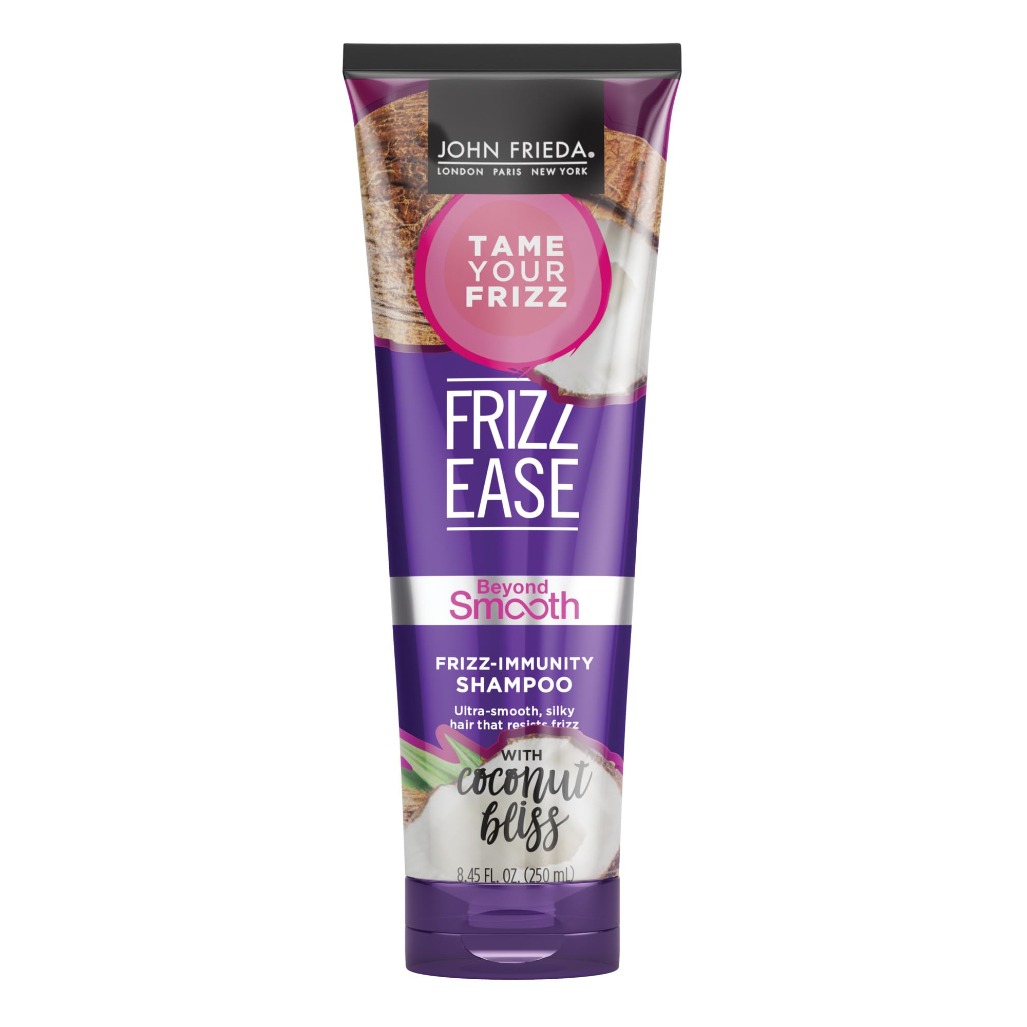 John Frieda Frizz-Immunity Shampoo with Pure Coconut Oil - Frizz Control & Humidity Protection for Smooth Hair, 8.45 oz | Daily Hydration for Curly, Wavy & Straight Hair at Home or Salon