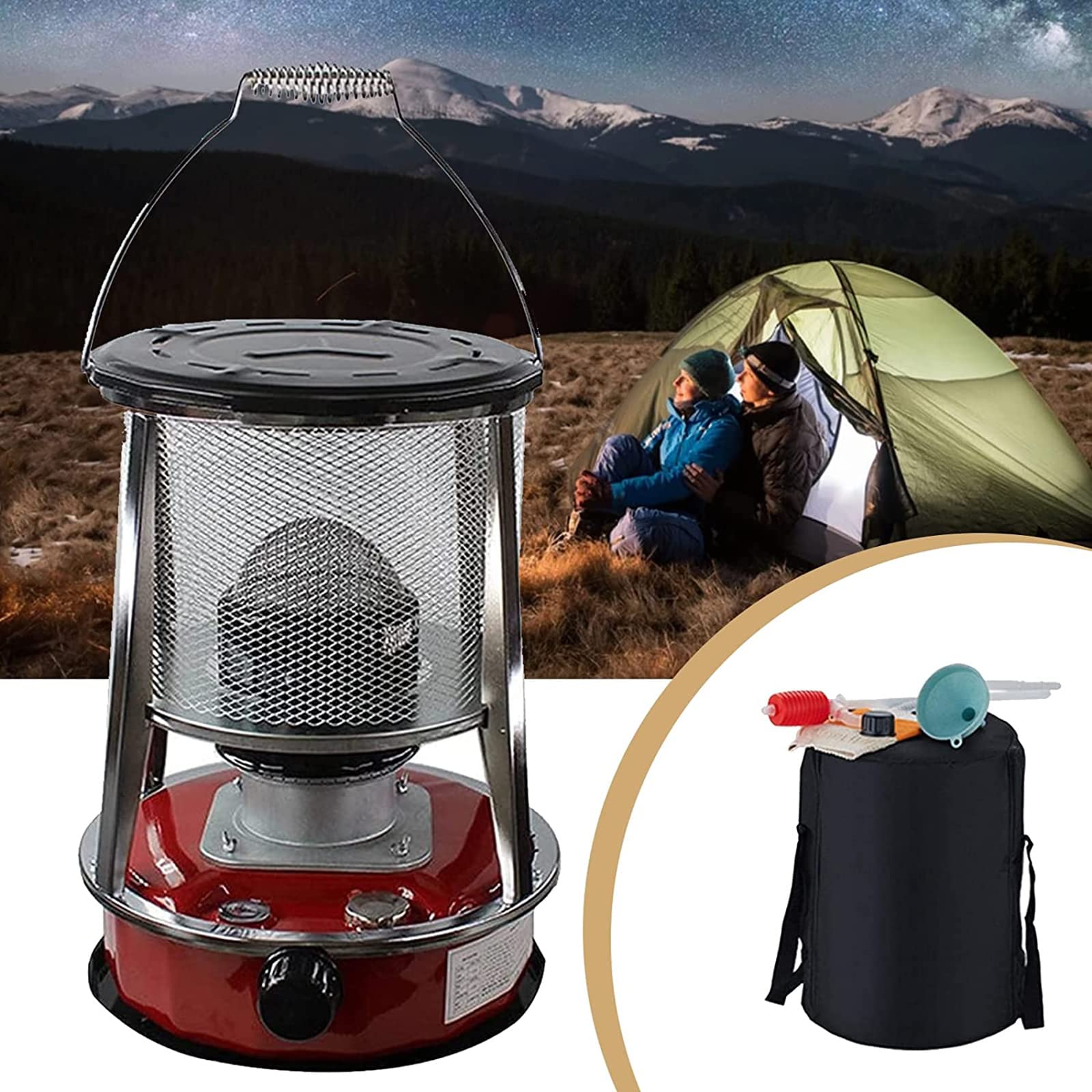 Portable Kerosene Stove Heater for Camping & Outdoor Adventures - Adjustable Flame with Handle & Storage Bag - Perfect for Hiking, Fishing, Picnics & Emergency Heating