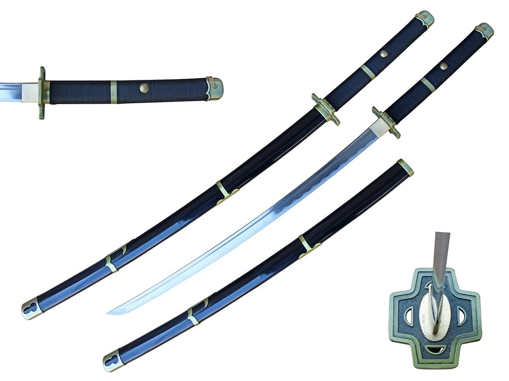 One Piece Anime Zoro Katana - 1045 Carbon Steel Full Tang Samurai Sword for Cosplay, Halloween & Collection | Durable Blade for Display, Martial Arts & Gift Giving
