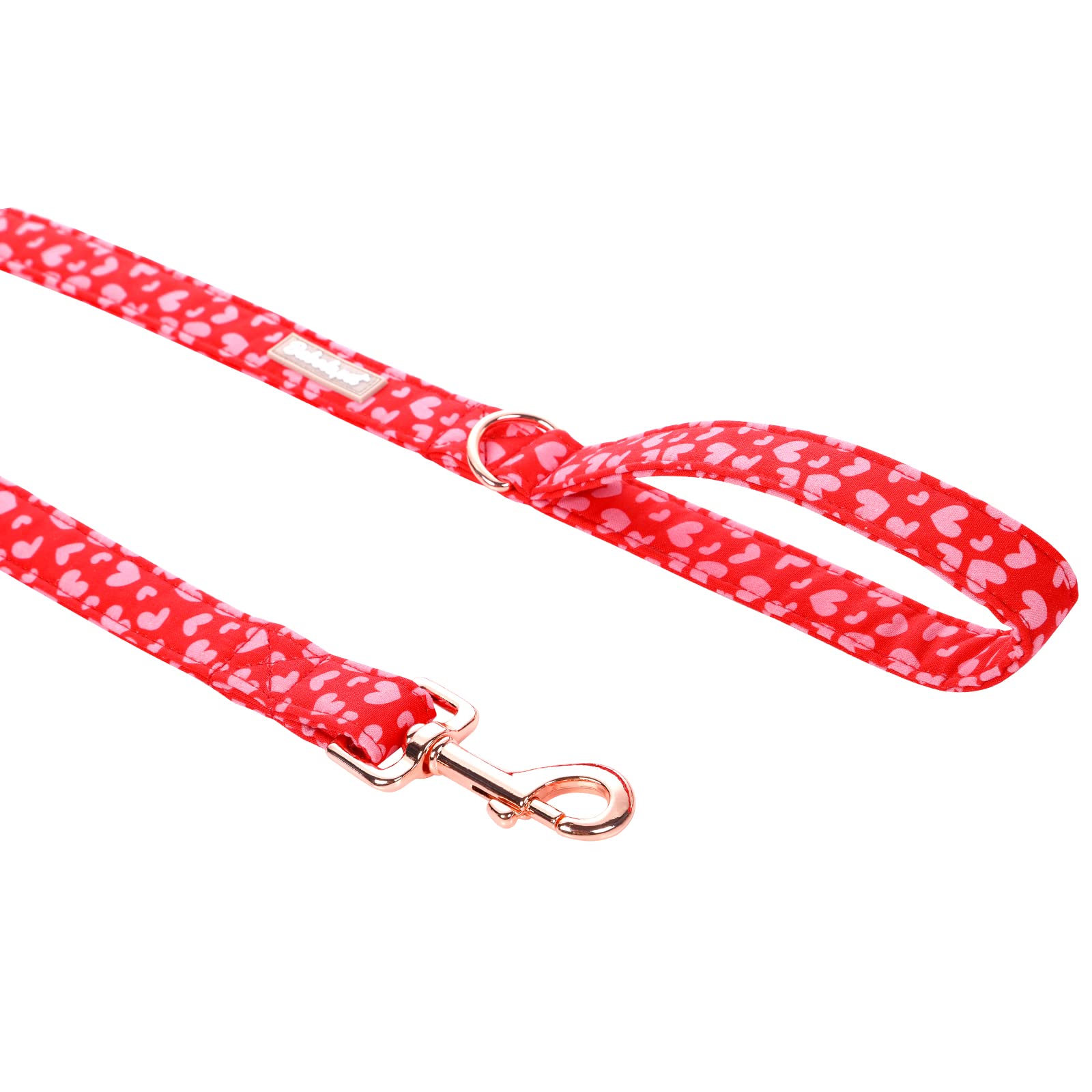Valentine's Day Dog Leash - Durable Handmade Pet Leash with Soft Handle, Adjustable Pink & Red Love Design for Small Medium Large Dogs (135cm) - Perfect for Romantic Walks, Date Nights & Couple Pet Outfits