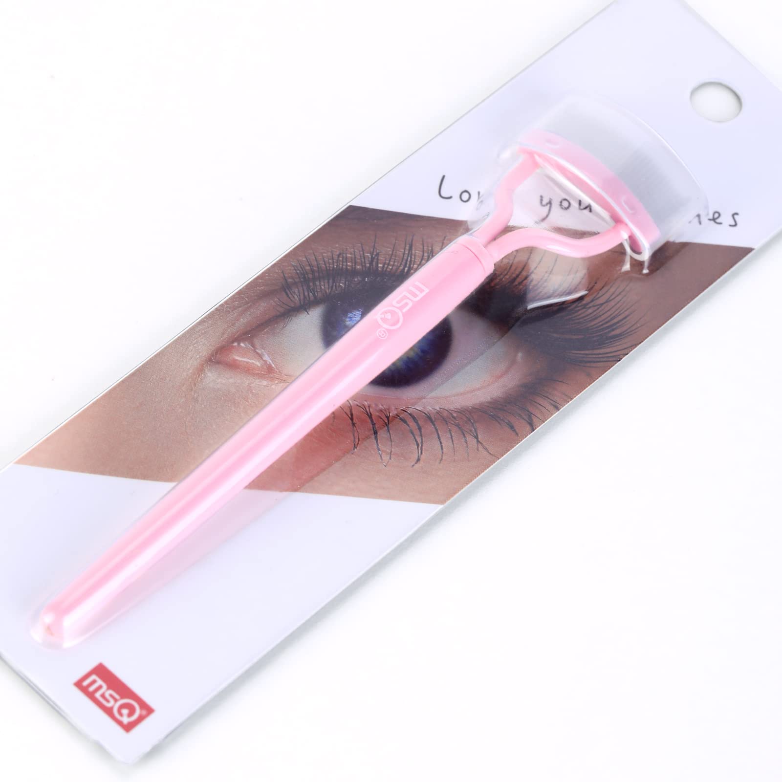 MSQ Eyelash Comb & Mascara Brush - Pink Lash Separator with Arc Design & Comb Cover (1PC) - Perfect for Professional Makeup Artists & Home Beauty Routines