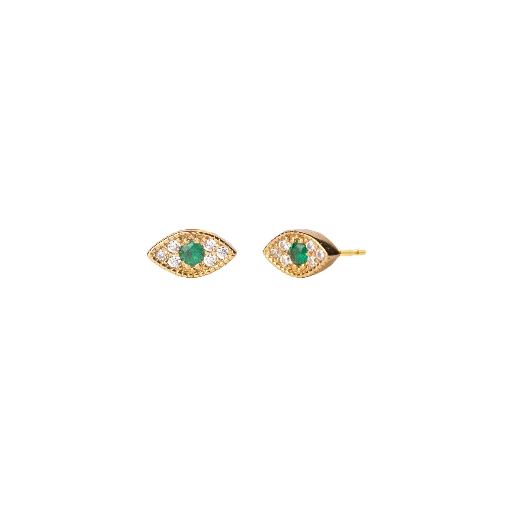 Evil Eye Earrings for Women - Emerald CZ Stud Earrings with Protection Symbol | Perfect for Gifts, Daily Wear & Spiritual Jewelry Collection