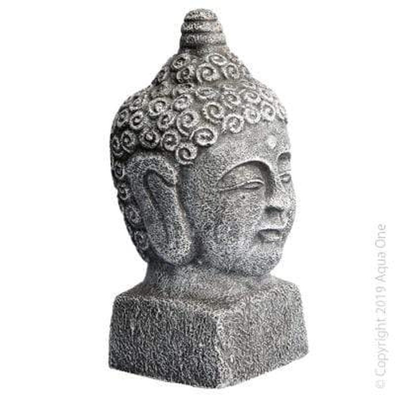 Aqua One Buddha Head Statue - 7.5 x 8 x 16 cm Zen Decor for Home, Garden, and Meditation Spaces
