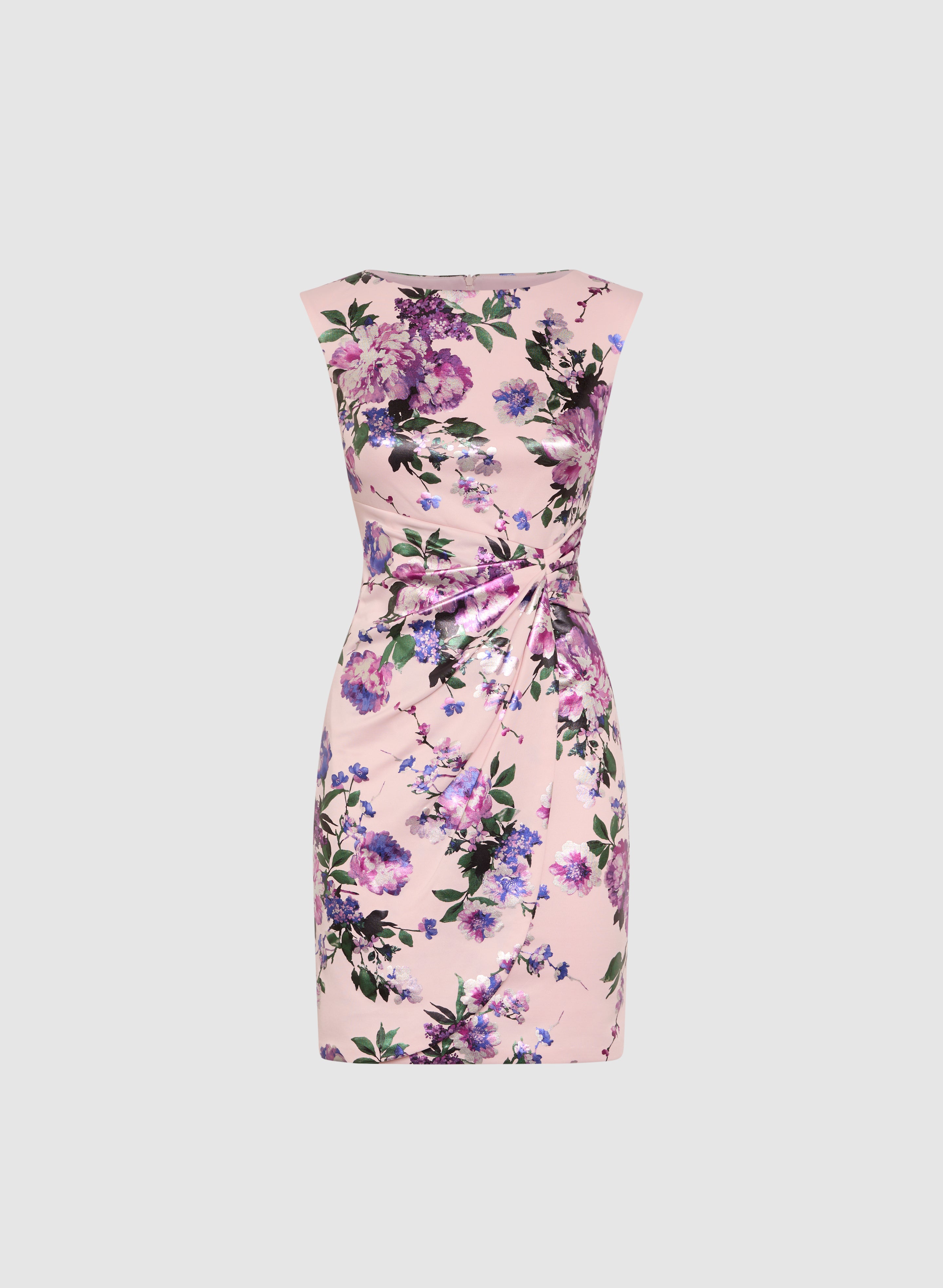 Floral Ruched Dress for Women - Elegant Summer Midi Dress with Ruffles & Stretchy Fit - Perfect for Weddings, Parties & Date Nights