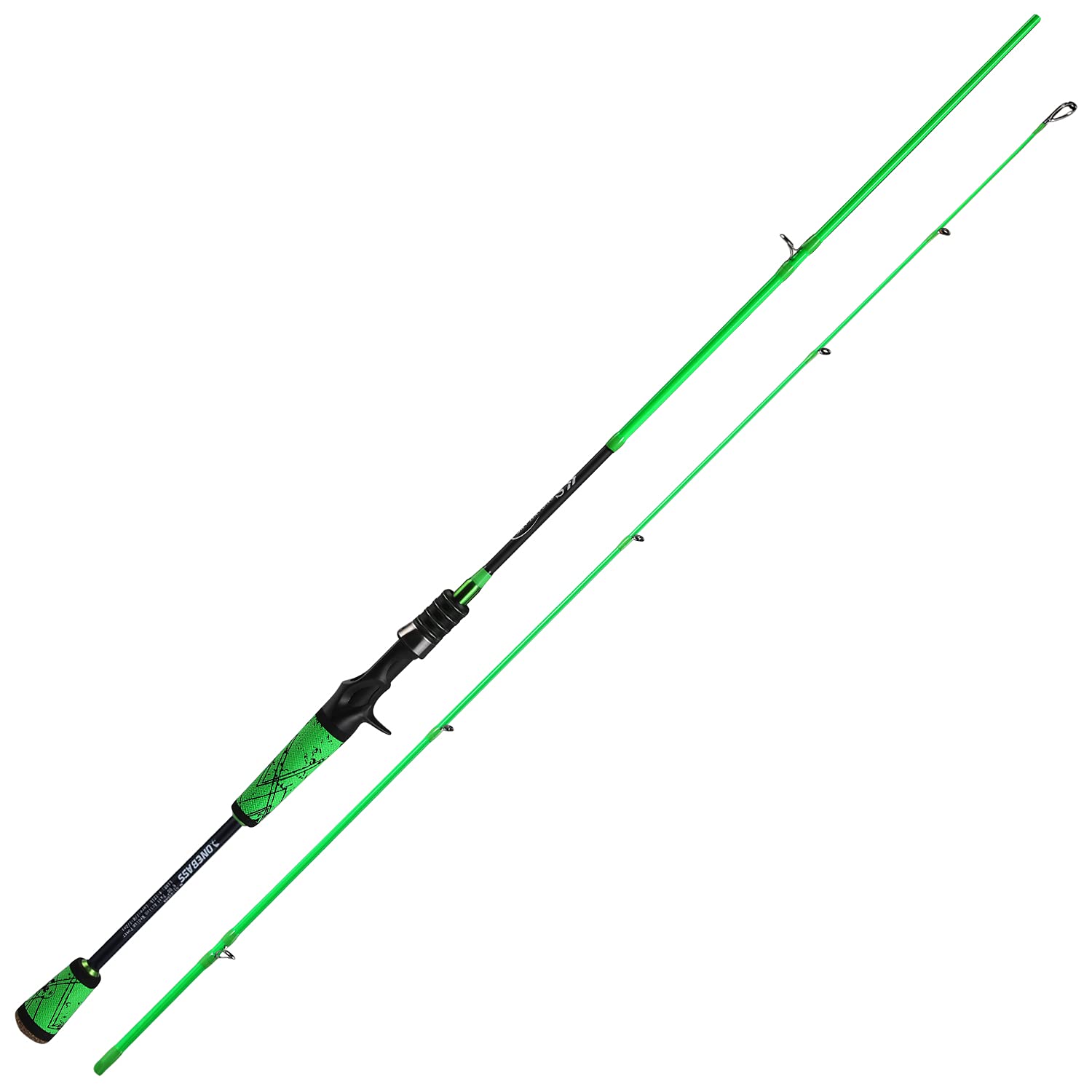 24-Ton Carbon Fiber Bass Fishing Rod - 2-Piece Casting & Spinning Rod with SuperPolymer Handle | Freshwater & Saltwater Fishing for Bass, Trout, and Walleye | Ideal for Shore Fishing, Boat Angling, and Tournament Use