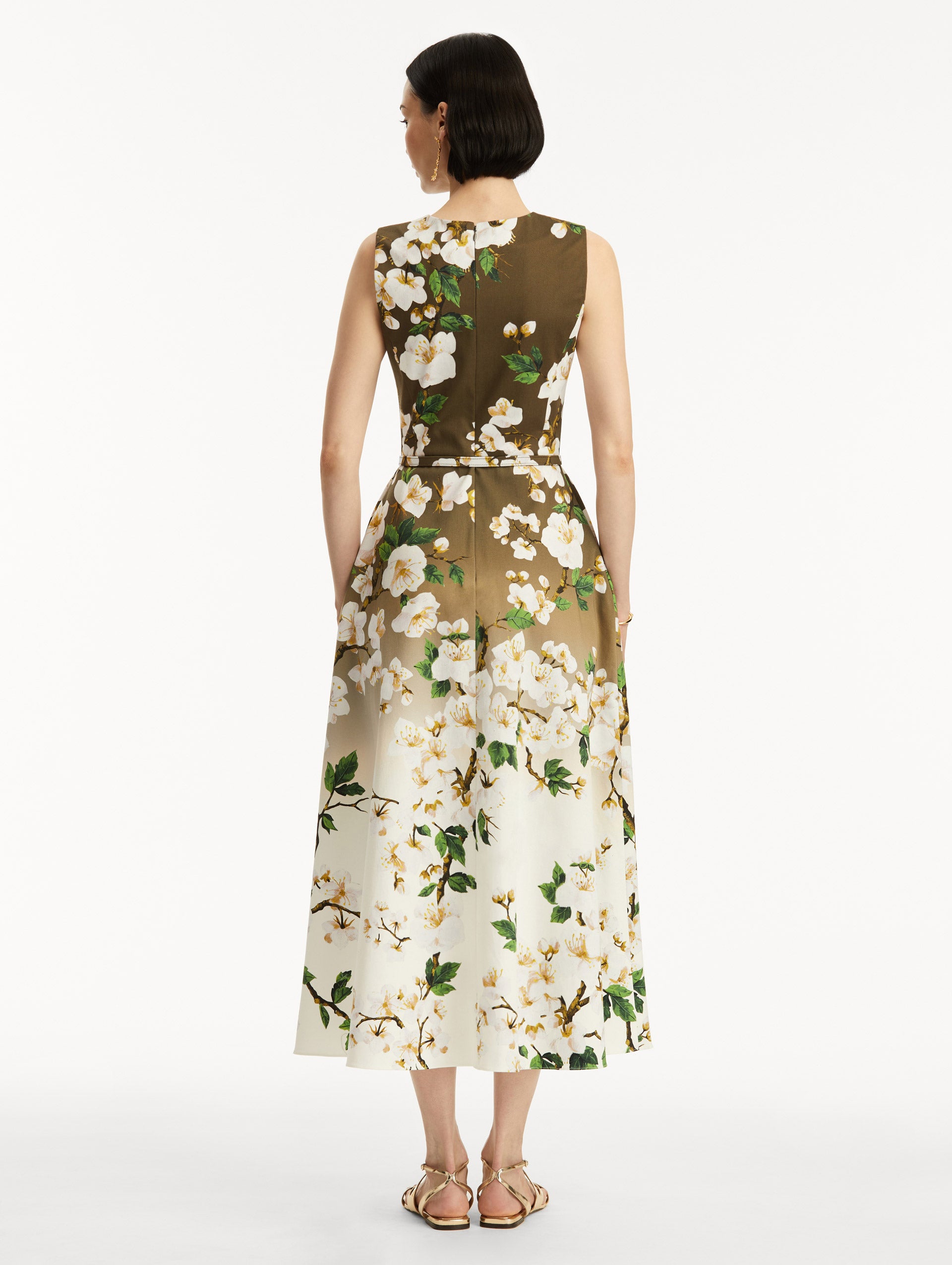 Ombré Cherry Blossom Floral Print Dress for Women - Spring Summer Casual Maxi Dress for Beach, Wedding & Party Occasions