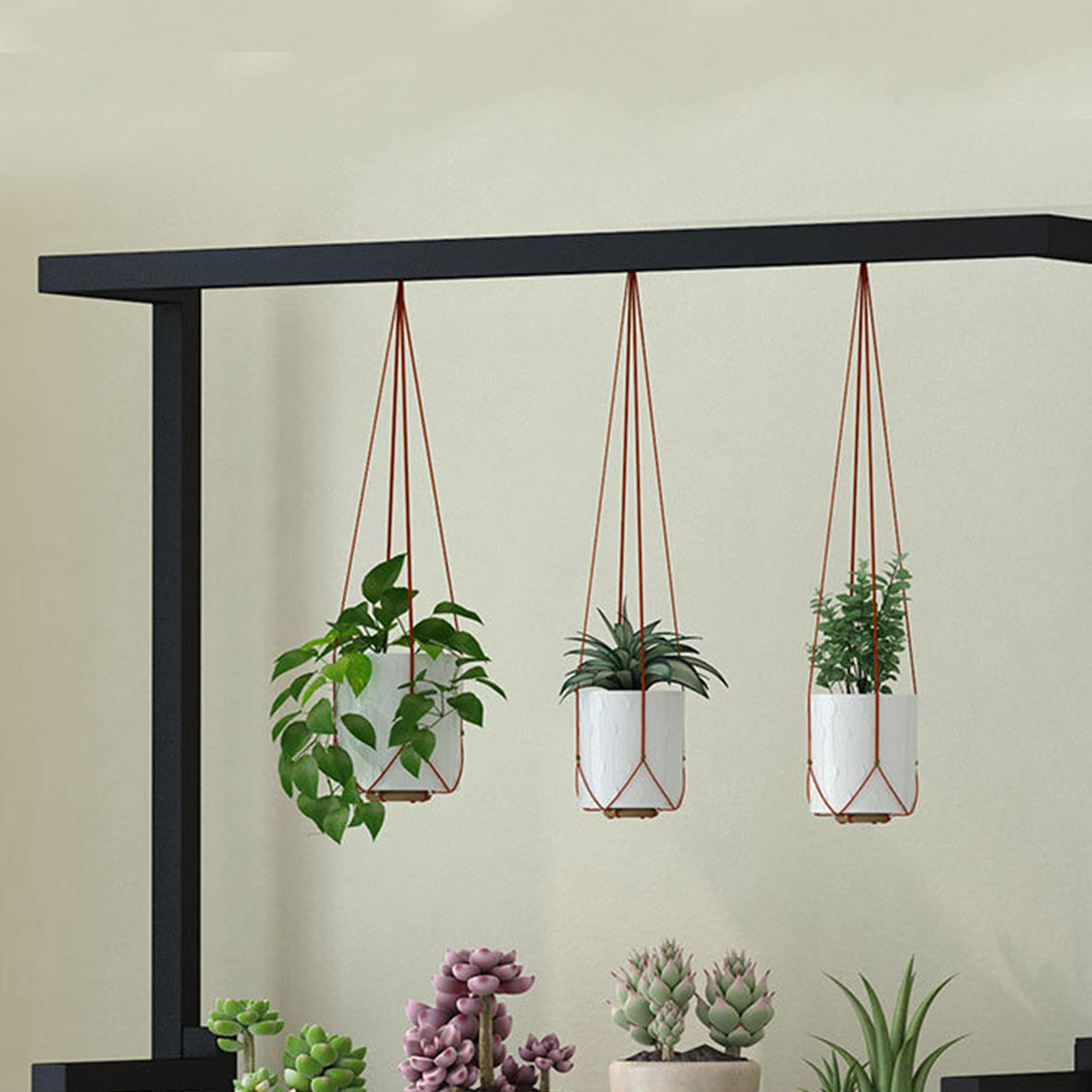 3-Tier Black Metal Hanging Plant Stand - Heavy Duty Indoor/Outdoor Flower Pot Organizer Rack (31.4