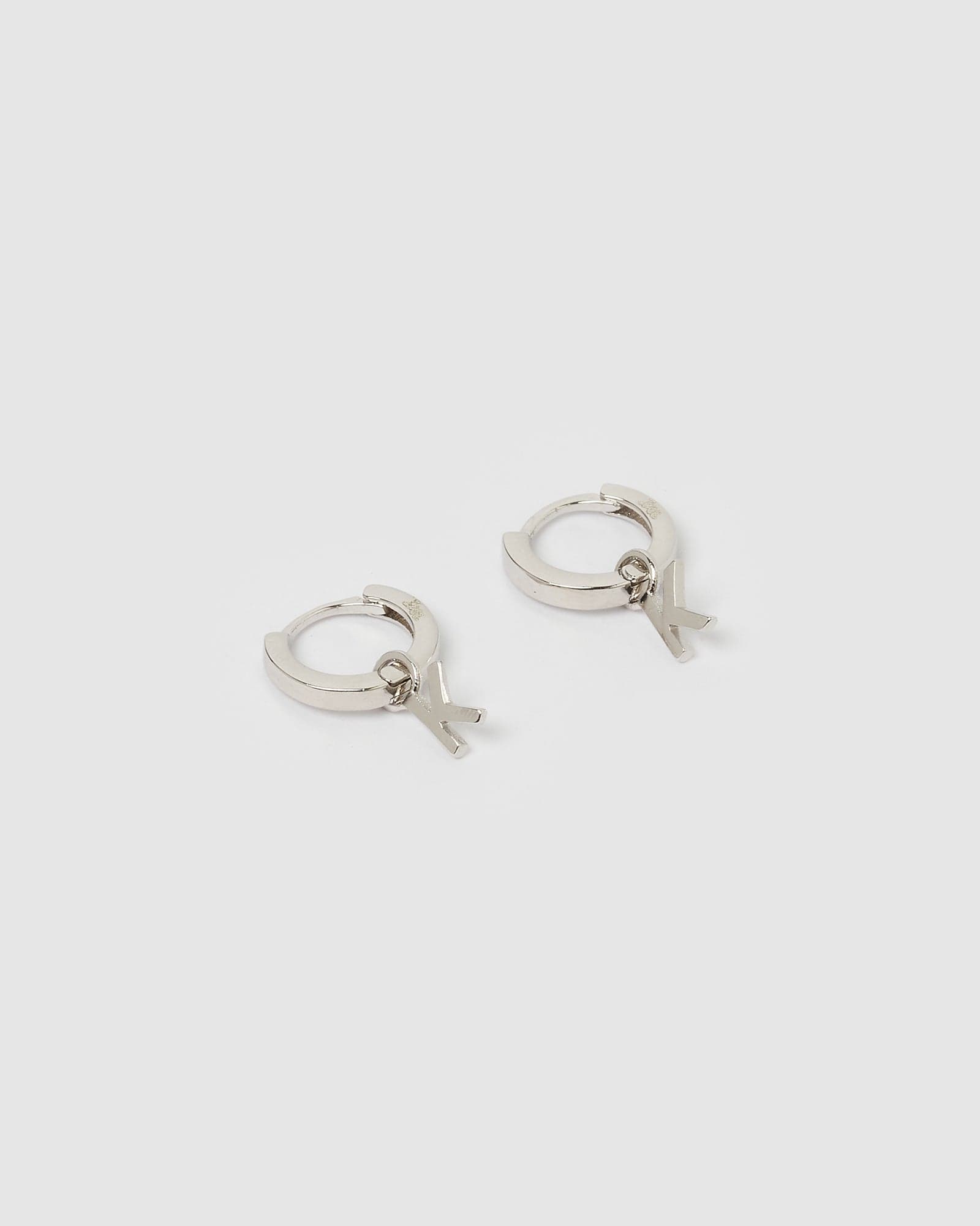 Silver Alphabet Letter K Huggie Earrings for Women - Minimalist Initial Jewelry Gift for Her, Perfect for Everyday Wear, Gifts & Special Occasions