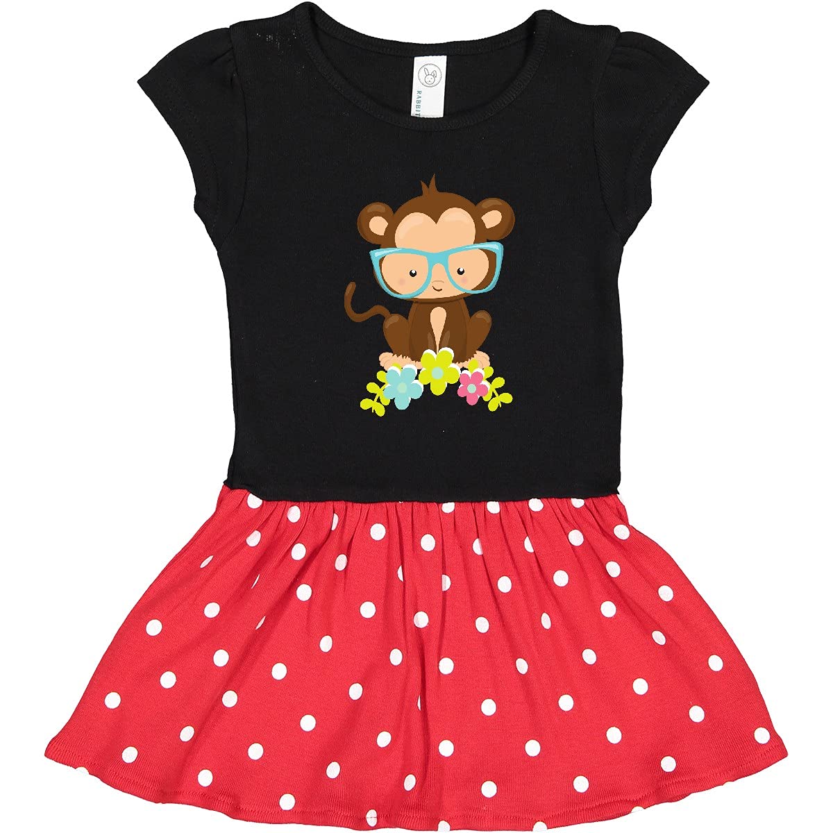 Inktastic Hipster Monkey Toddler Dress - Cute Monkey with Glasses & Floral Print - Perfect for Playdates, Birthday Parties & Casual Outings