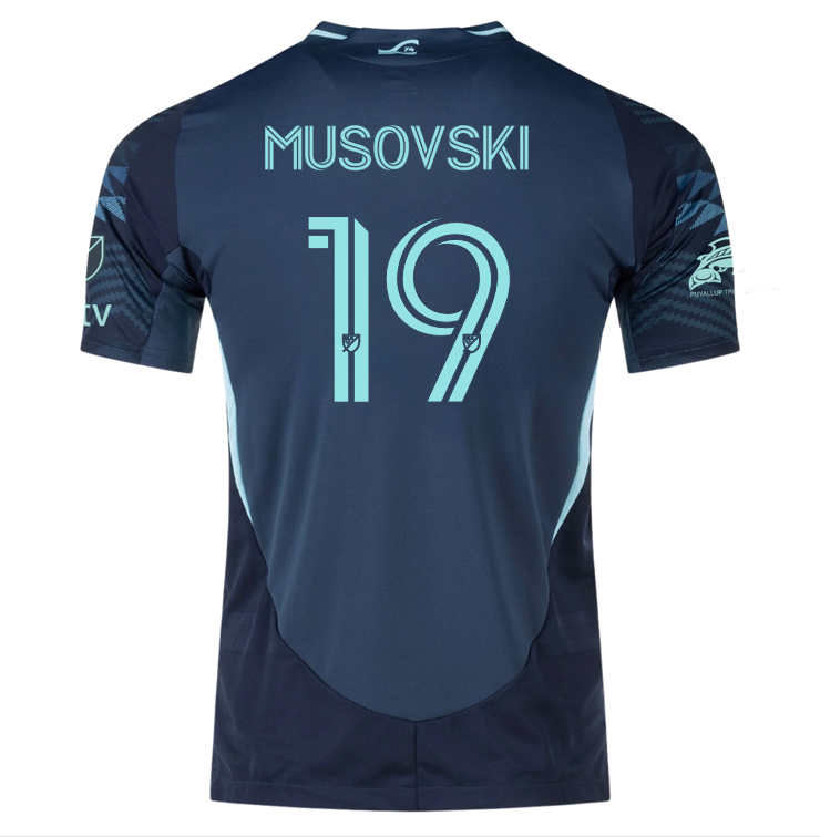 Adidas Danny Musovski Seattle Sounders Authentic Away Jersey 25/26 with MLS Patches & Sponsor (Aura Ink) - Official Soccer Jersey for Fans & Players - Perfect for Matchdays, Training & Collecting