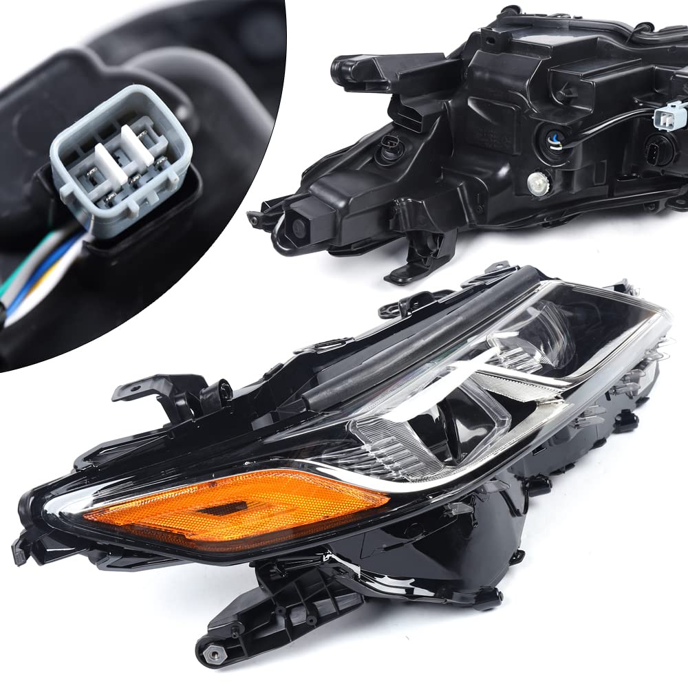 2018-2019 Toyota Camry L/LE/SE LED Projector Headlight Assembly Pair - Black Housing (Left & Right) - Durable Replacement Headlamps for Night Driving & Enhanced Visibility