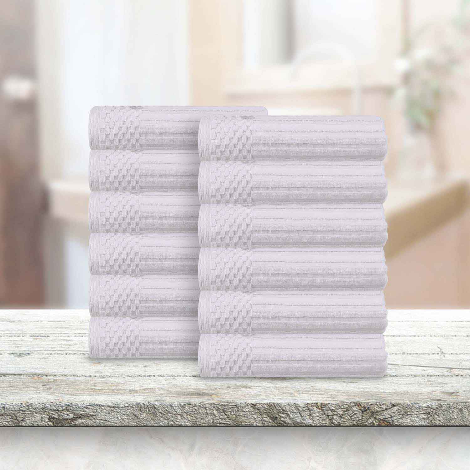 Premium Soho Ribbed Textured Cotton Face Towels - Ultra Absorbent & Soft (12-Pack) - Perfect for Spa, Gym, Travel & Daily Skincare Routine