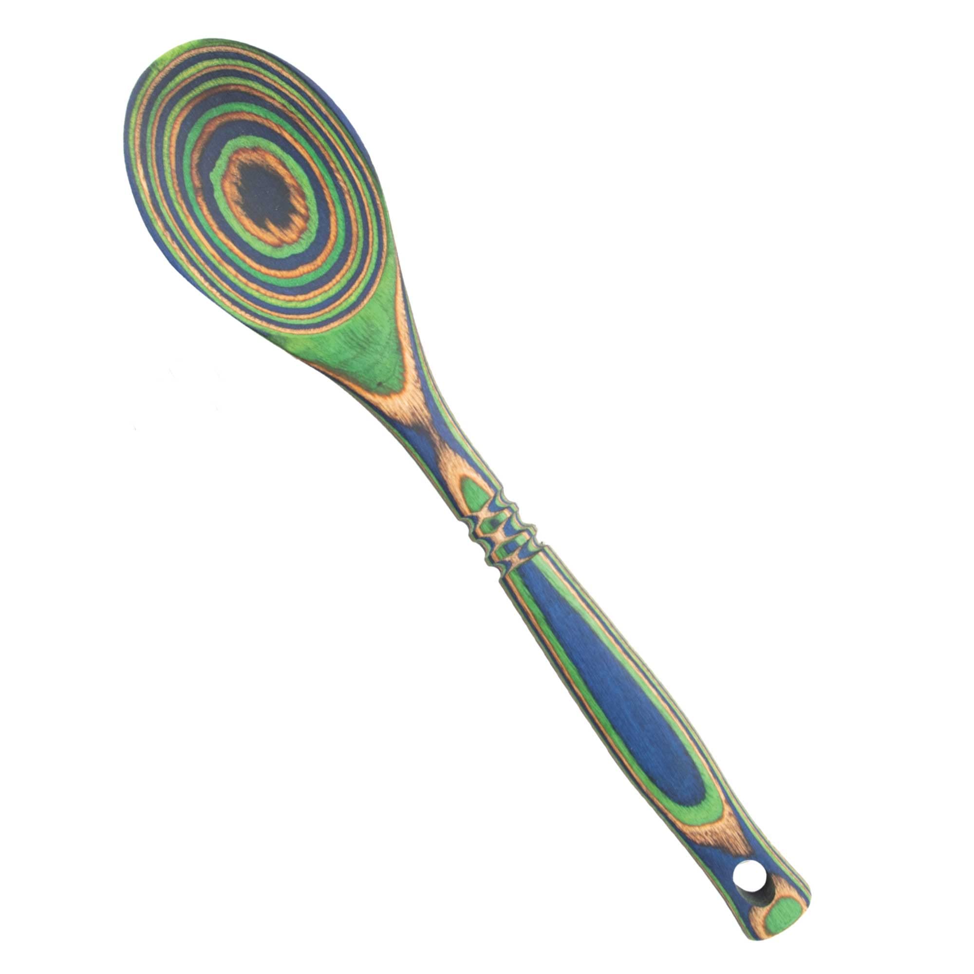 Pakkawood Spoon 12 Inch - Colorful Wooden Utensils for Cooking & Serving Pasta