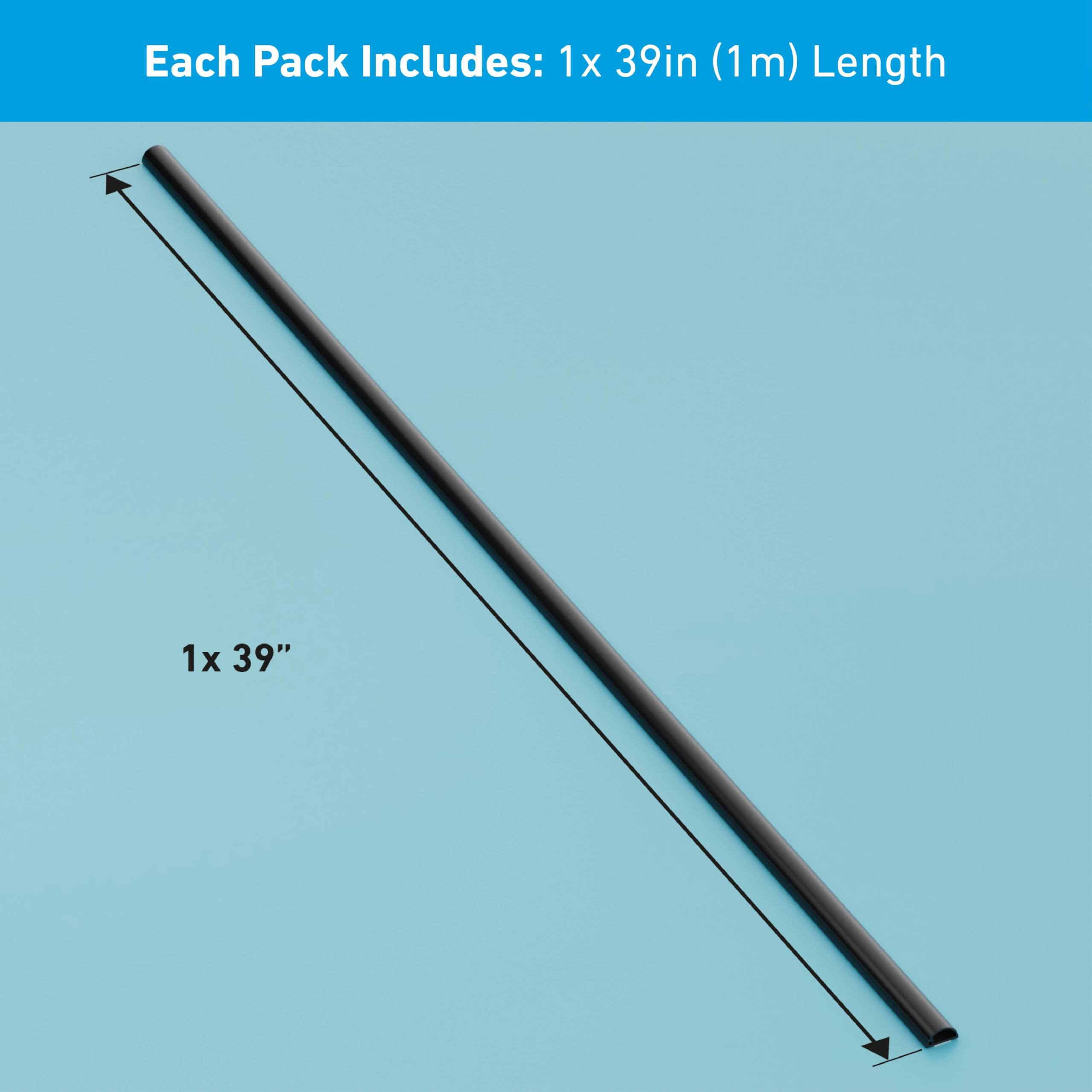 D-Line Cord Cover - Decorative Wall Cord Hider & Paintable Cable Concealer for Home & Office | Cable Raceway & Wire Cover Kit | Wall Mounted Cable Management Solution (Black, Small) - Perfect for Living Room, Bedroom, TV Setup & Computer Desk Organization