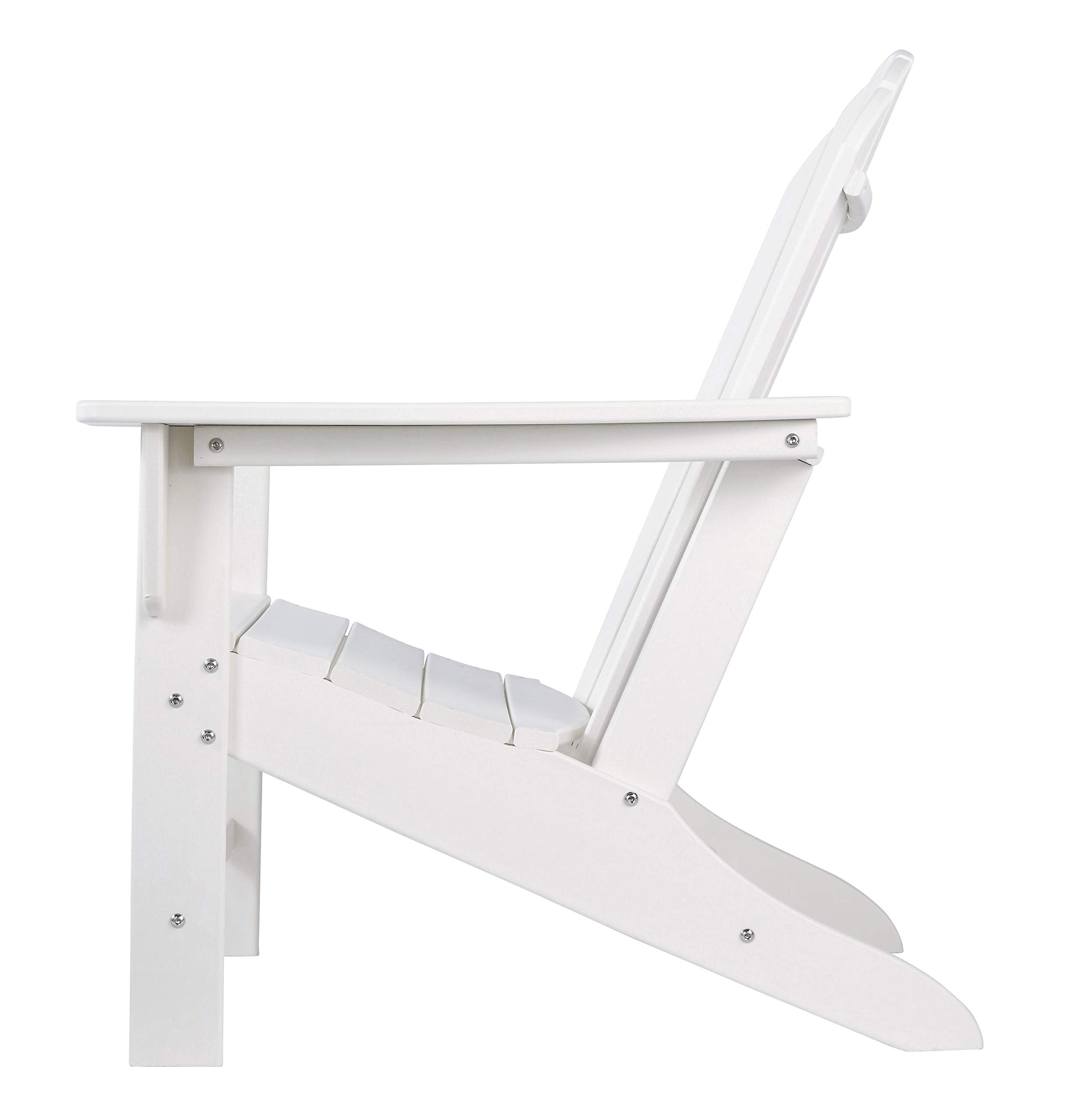 Benjara BM209700 Modern White Plastic Adirondack Chair with Comfortable Slatted Back - Perfect for Patio, Garden, Poolside & Outdoor Relaxation