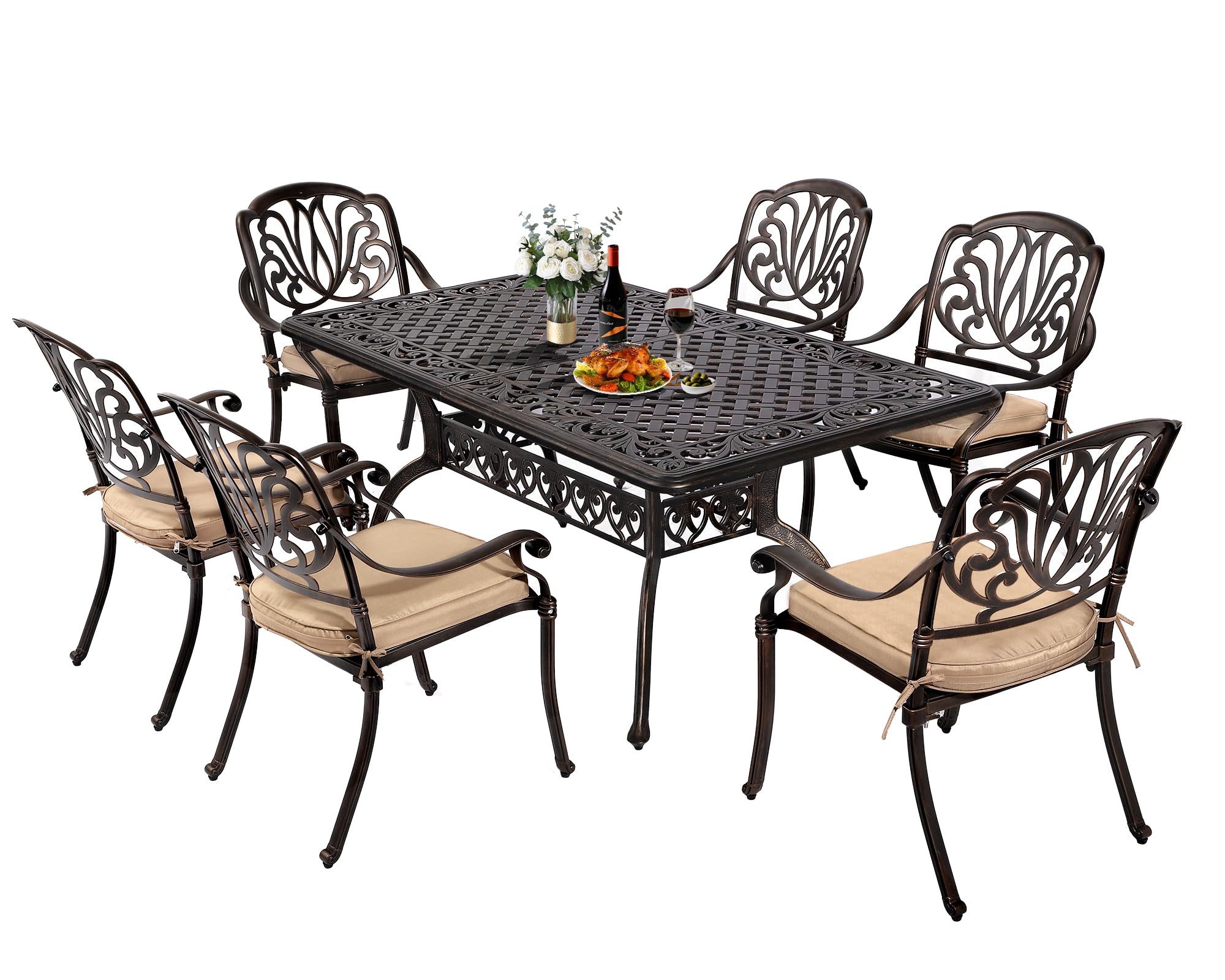 TITIMO 60 Inch Outdoor Patio Bistro Dining Square Table - Weather Resistant Cast Aluminum Conversation Table with 2 Inch Umbrella Hole - Perfect for Backyard, Garden, Poolside & Restaurant Outdoor Seating (60