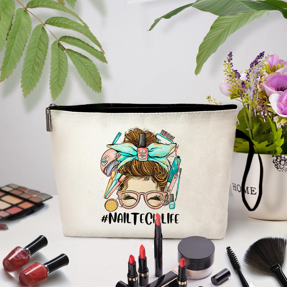 **ZHANTUONE Professional Nail Tech Cosmetic Bag - Perfect Manicurist Gift for Graduation, Nail Technician & Nail Boss - Stylish & Durable Makeup Pouch for Salon, Travel & Everyday Use**