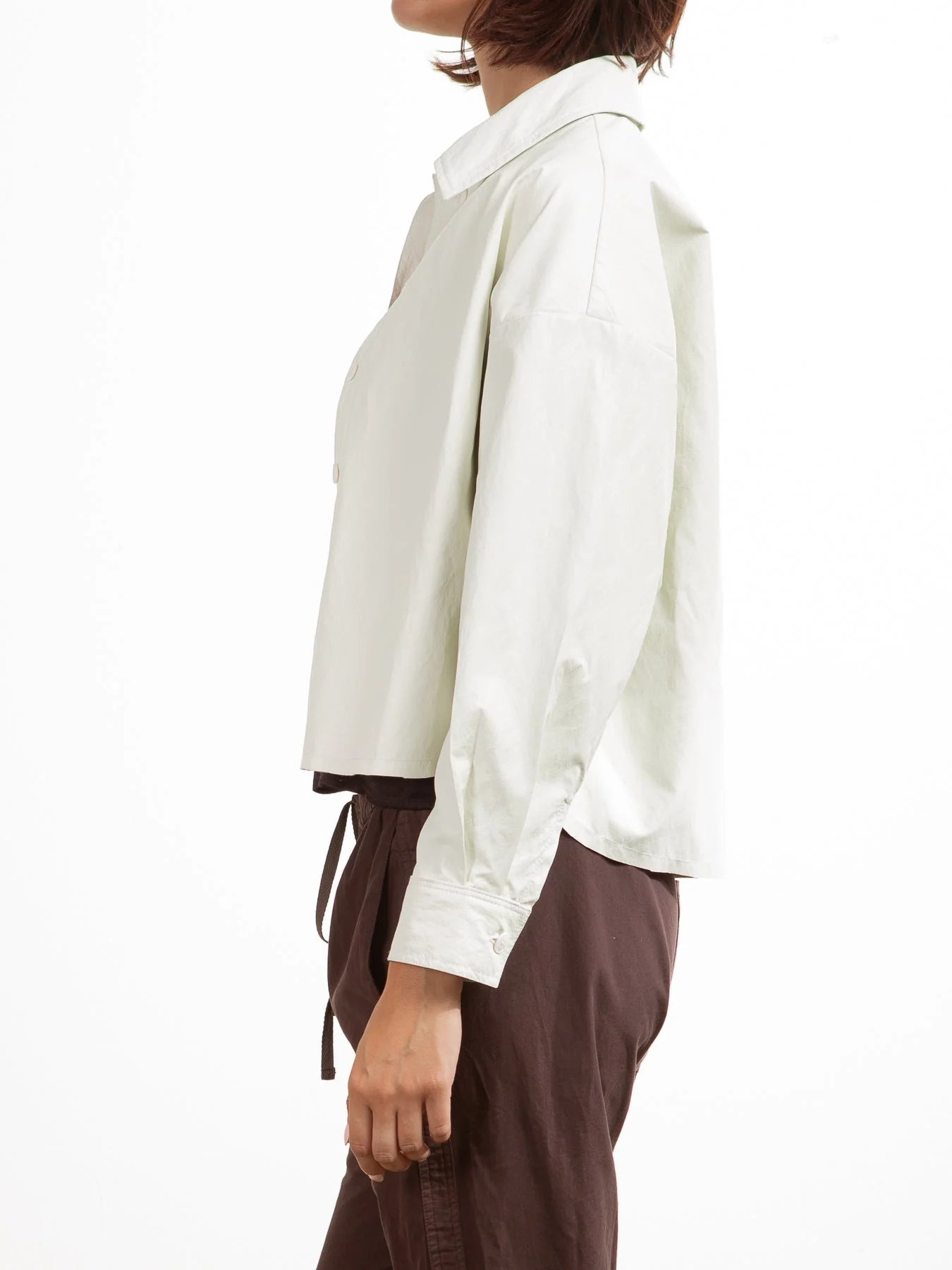 Esme Crop Faux Leather Shirt - Women's Fashion Top in Ivory | Perfect for Casual Outfits, Night Out & Street Style