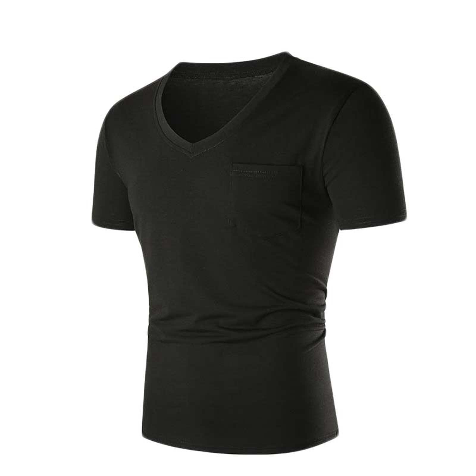 Men's Dry Fit Workout T-Shirts - Moisture Wicking Athletic Muscle Tee with Chest Pocket | Gym, Running & Casual Wear | Solid Color V-Neck Fitness Top for Active Lifestyle