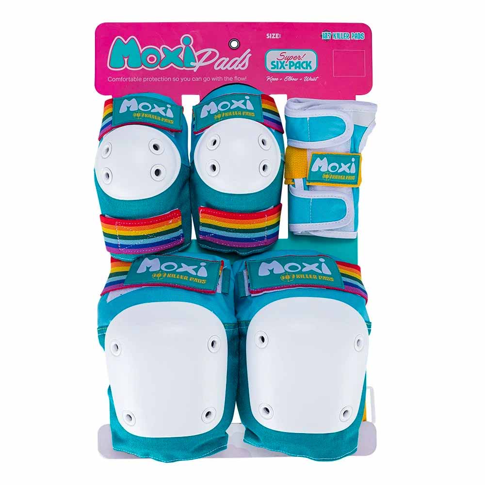 187 Moxi Junior Pads Six Pack - Protective Knee and Elbow Pads Set for Kids Skateboarding, Roller Skating & Scooter Riding - Durable Safety Gear for Young Athletes