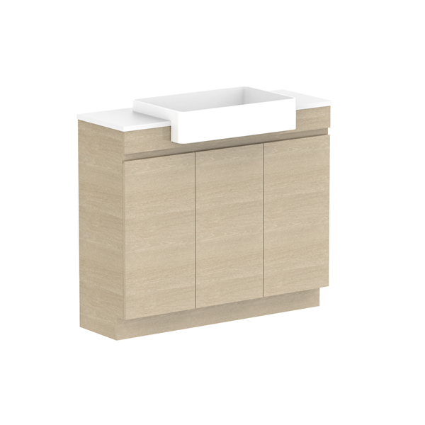 ADP Glacier Pro Semi Recessed All Door Trio Vanity with Solid Surface Top - Perfect for Modern Bathroom Renovations & Home Upgrades