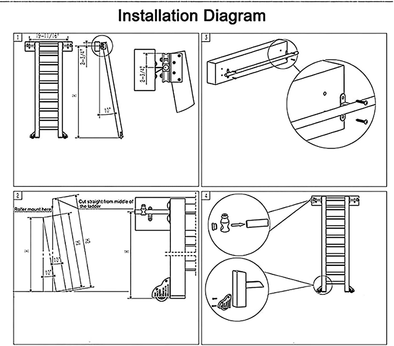 Sliding Barn Door Hardware Kit - Rolling Ladder Rail System with Round Tube Guide for Closet, Library & Cabinet - Perfect for Home, Office & DIY Projects