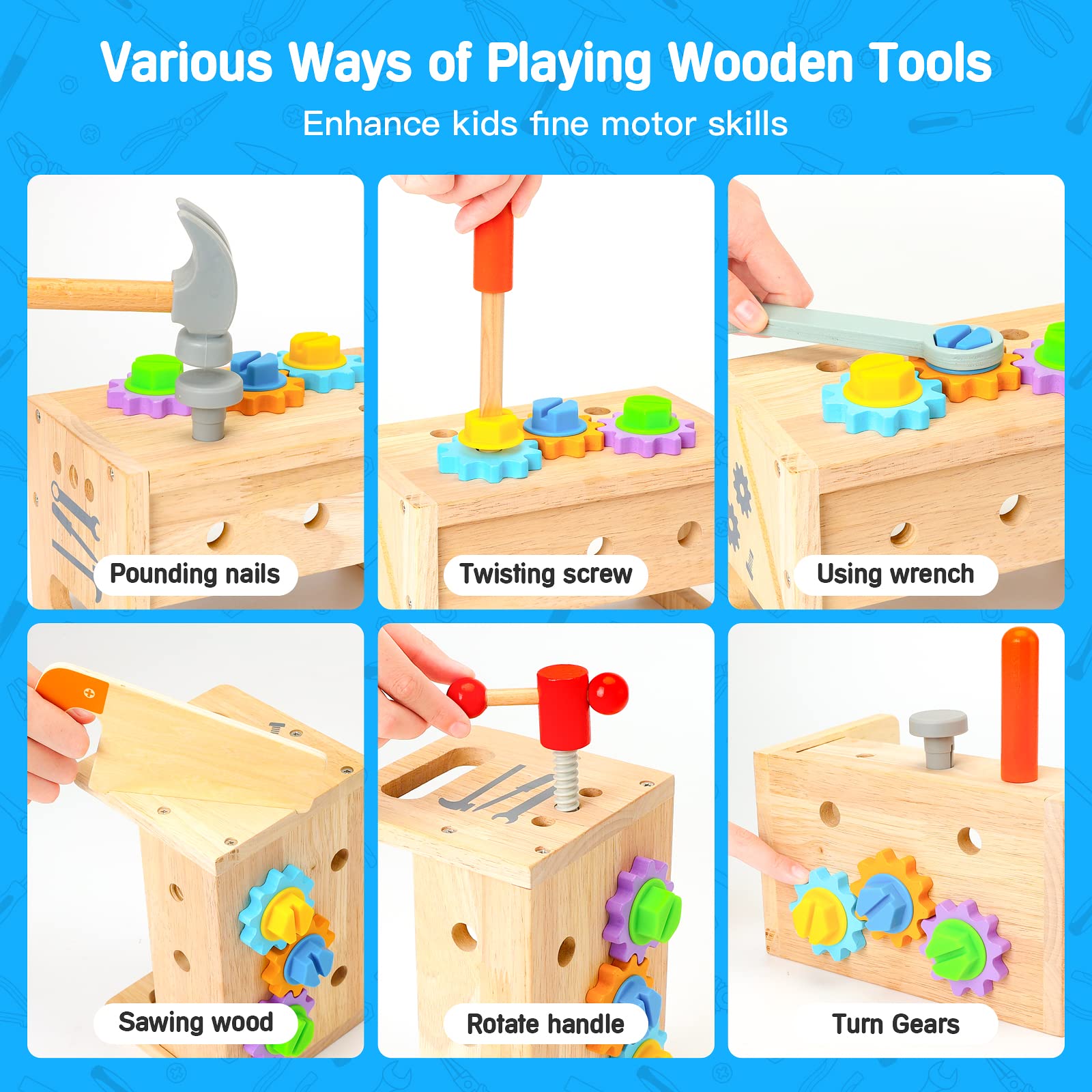 **29Pcs Wooden Tool Set for Kids Ages 2-5 | STEM Educational Montessori Toys for Toddlers | Construction Learning Activities | Perfect Gift for Boys & Girls | Ideal for Preschool Play & Early Development**