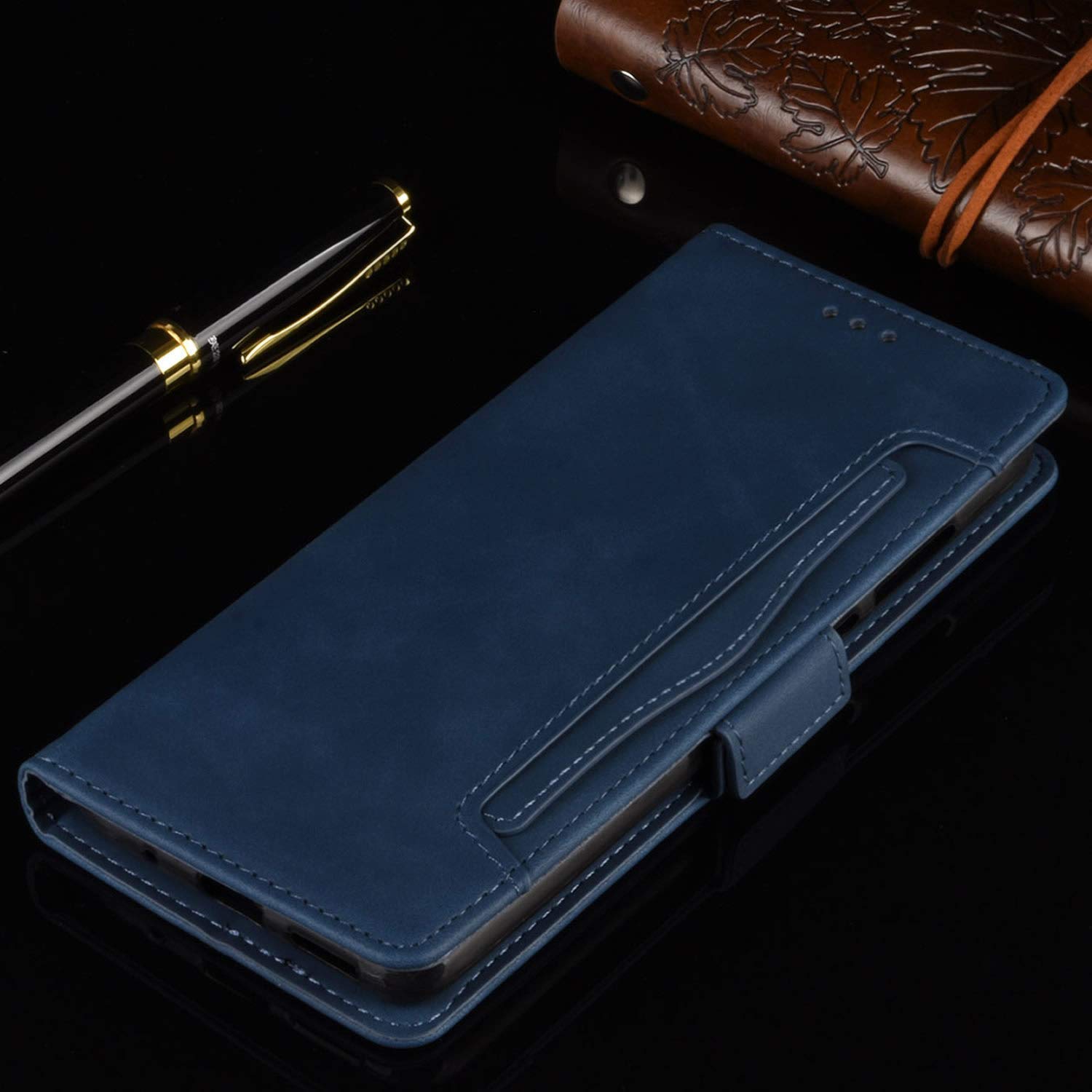 Motorola One Zoom Phone Case - Magnetic Shockproof Flip Leather Wallet Cover with Card Holder | Full Body Protection for Motorola Moto One Zoom | Perfect for Business, Travel & Daily Use (Blue)
