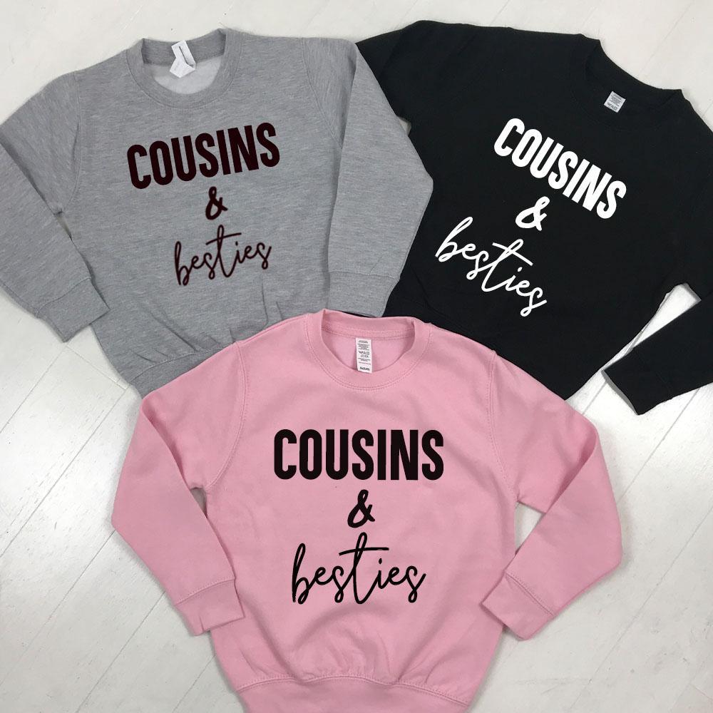 Cousins & Besties Matching Sweatshirts - Cute Couple Hoodies for Women - Perfect for Family Photos, Friendship Gifts & Twin Outfits