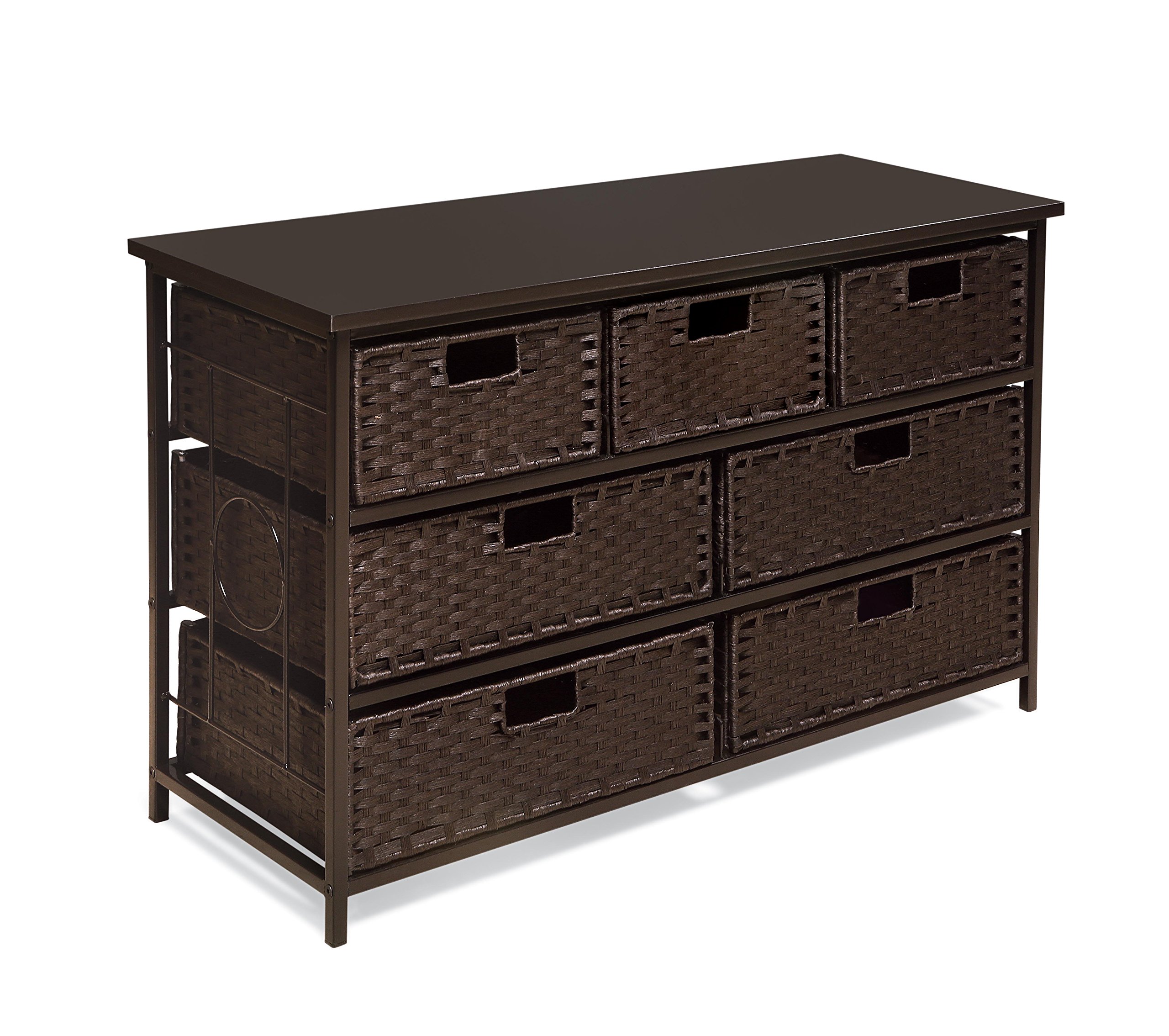 Badger Basket August Collection 7-Drawer Woven Toy Storage Organizer - Espresso Finish | Kids Room Organization, Nursery Storage & Playroom Decor
