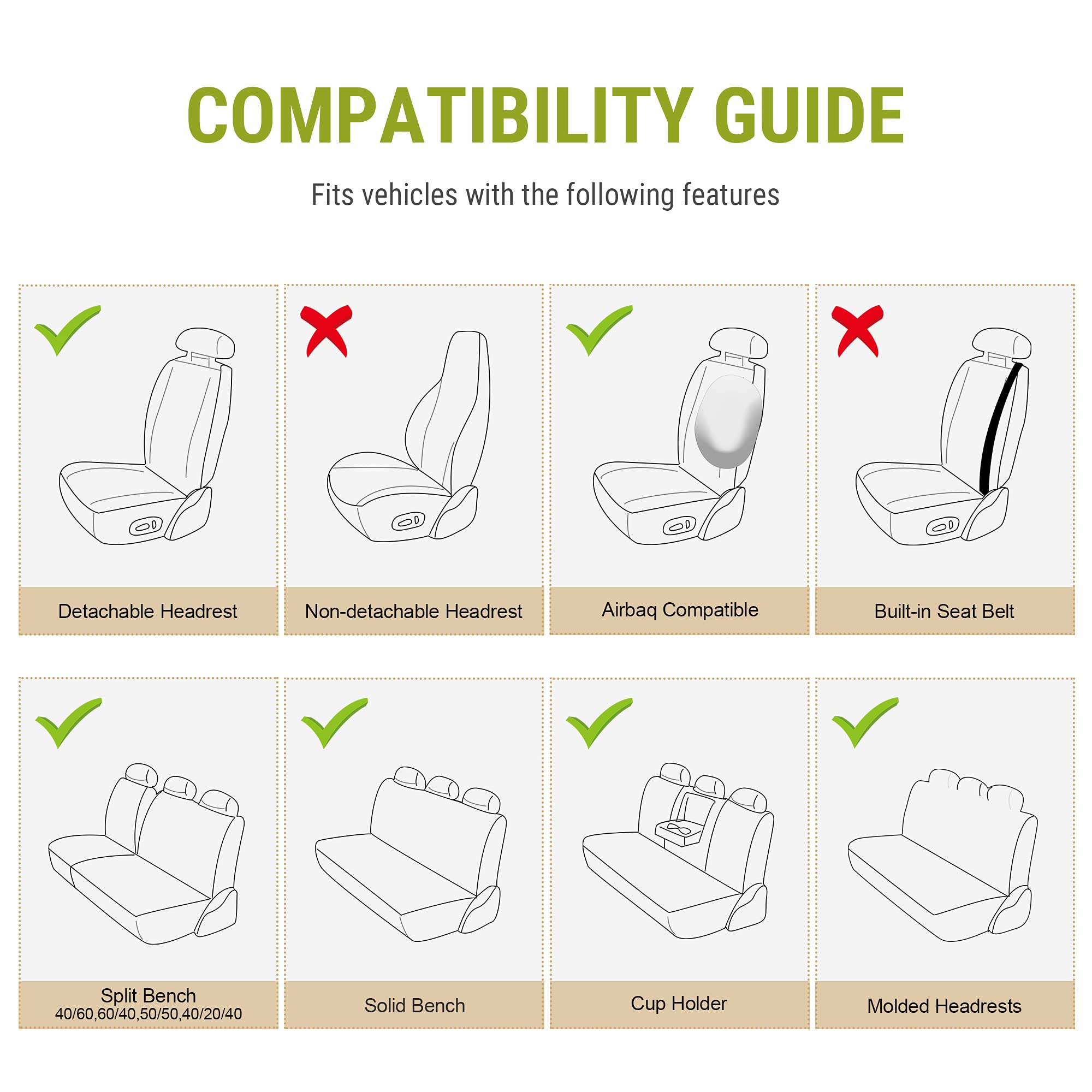 Premium AOOG Leather Car Seat Covers - Universal Fit Leatherette Automotive Seat Protectors for Cars, SUVs & Trucks | Non-Slip Vehicle Interior Accessories | Front Pair in Black | Perfect for Commuting, Road Trips & Family Protection