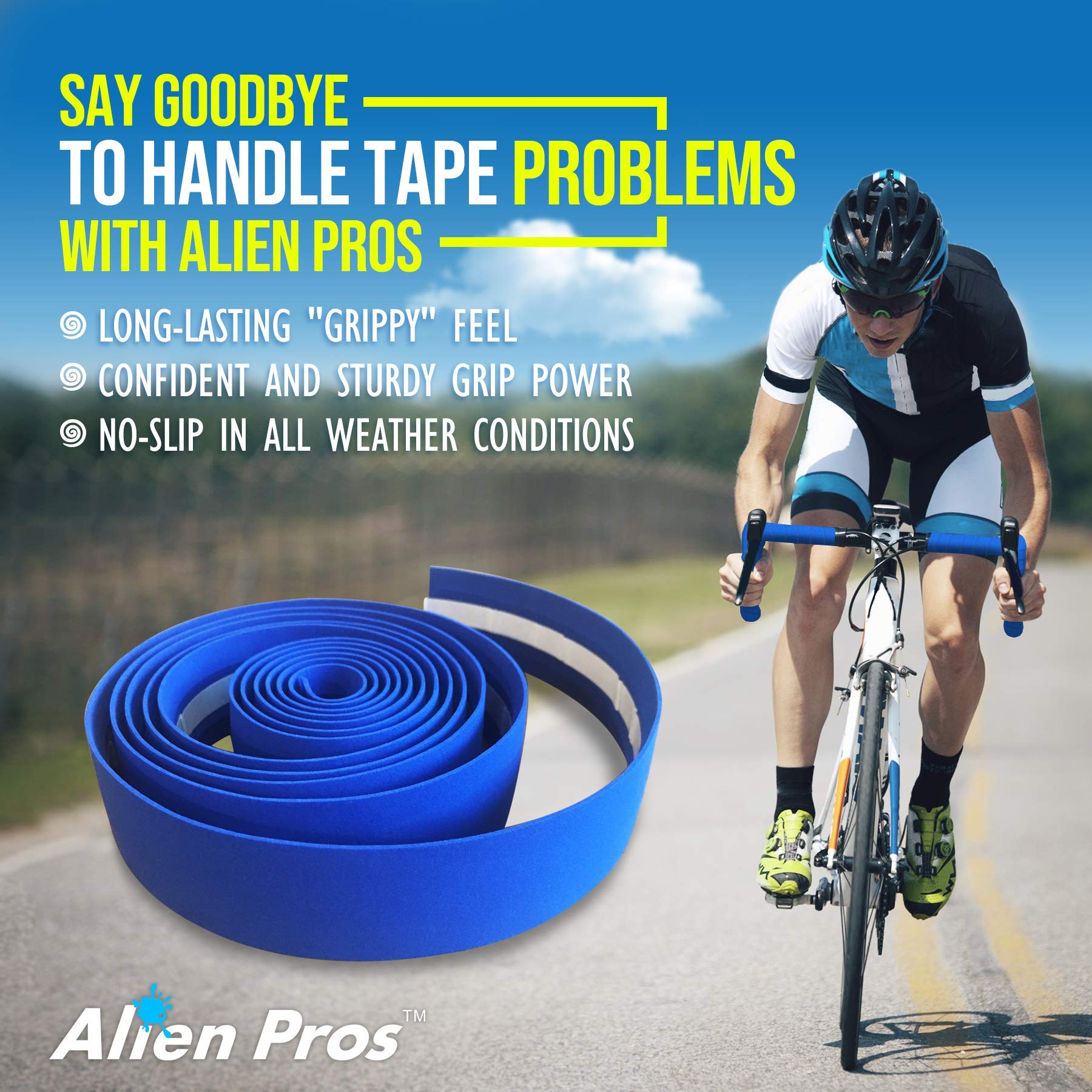 Premium EVA Bike Handlebar Tape Set of 6 - Blue Cycling Grip Wrap for Comfort & Shock Absorption | Ideal for Road Bikes, Mountain Bikes & Commuter Cycling
