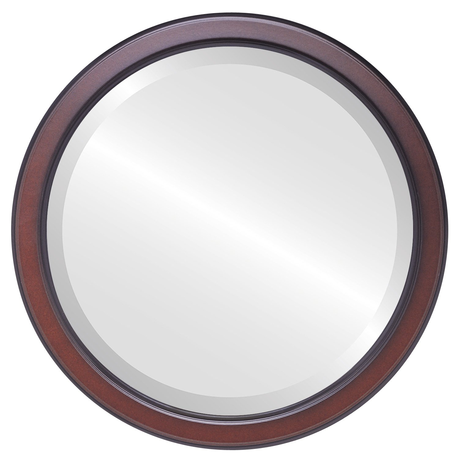 Ovalcrest 26x26 Inch Round Beveled Wall Mirror - Rosewood Frame - Vintage Toronto Style Home Decor Mirror for Living Room, Bedroom & Entryway