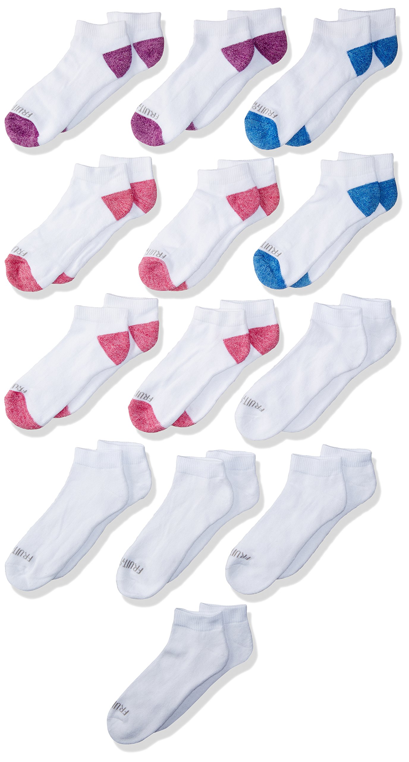 Fruit of the Loom Girls' Everyday Soft Cushioned Low Cut Socks - 13 Pairs Pack for School, Sports & Daily Comfort